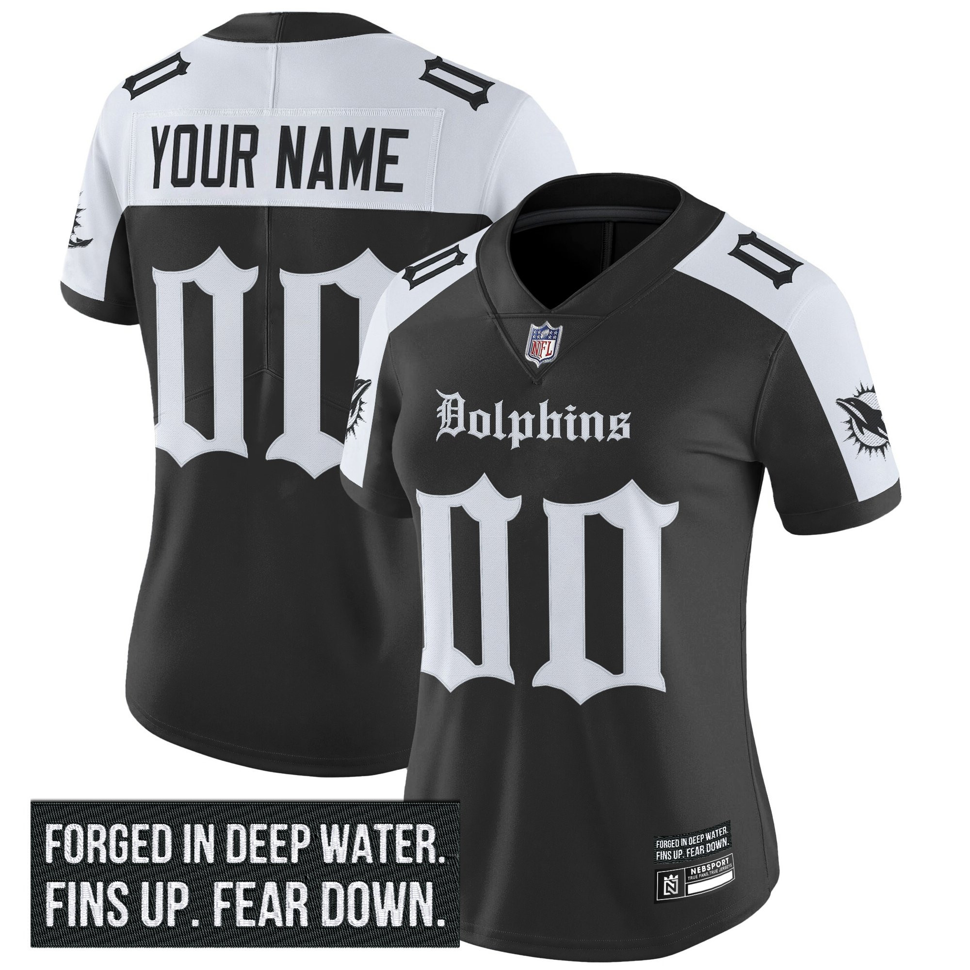 Women's Miami Dolphins Gothic Deep Water Edition Vapor Limited Custom Alternate Jersey - All Stitched