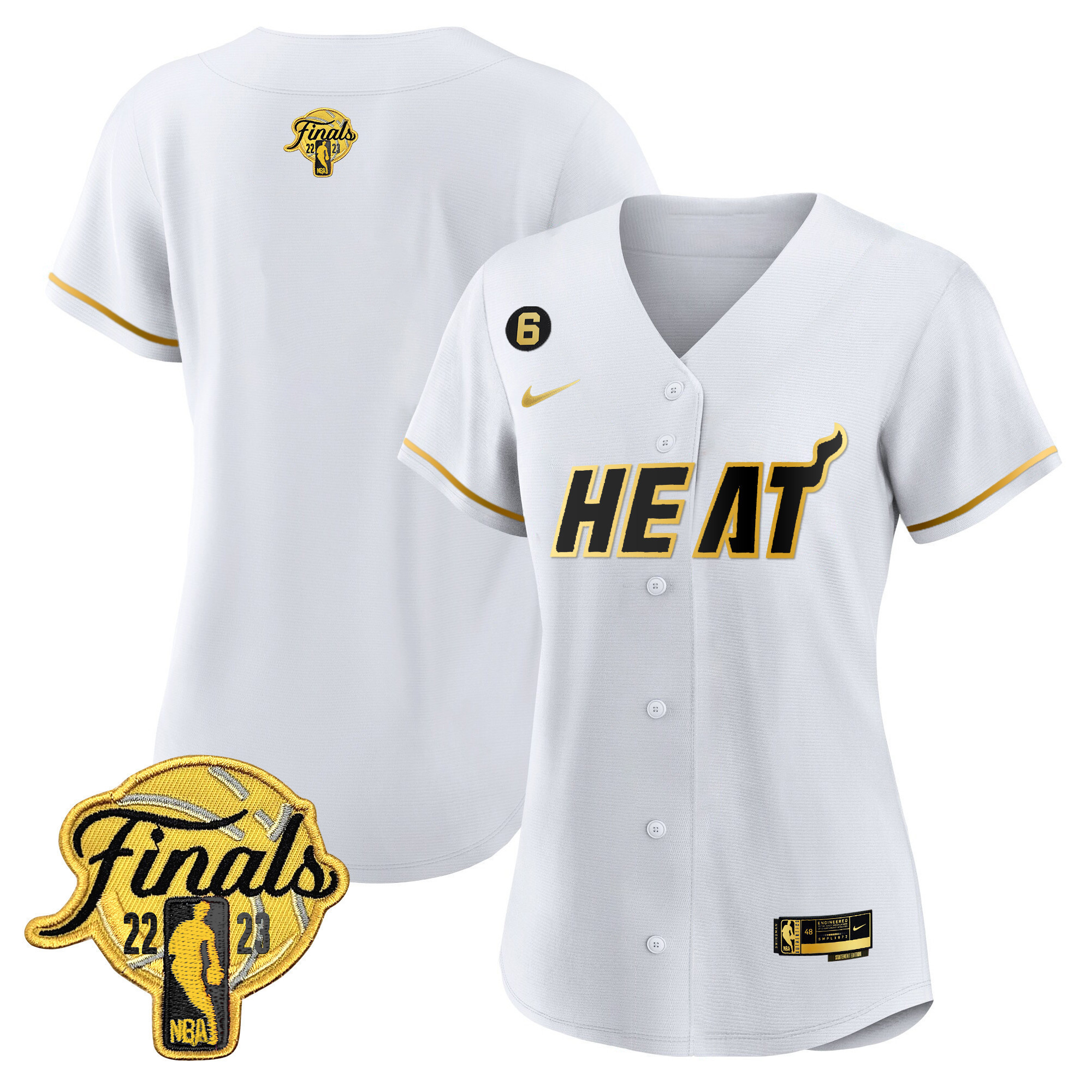 Women's Miami Heat 2023 Finals Baseball Cool Base Black Gold Jersey - All Stitched