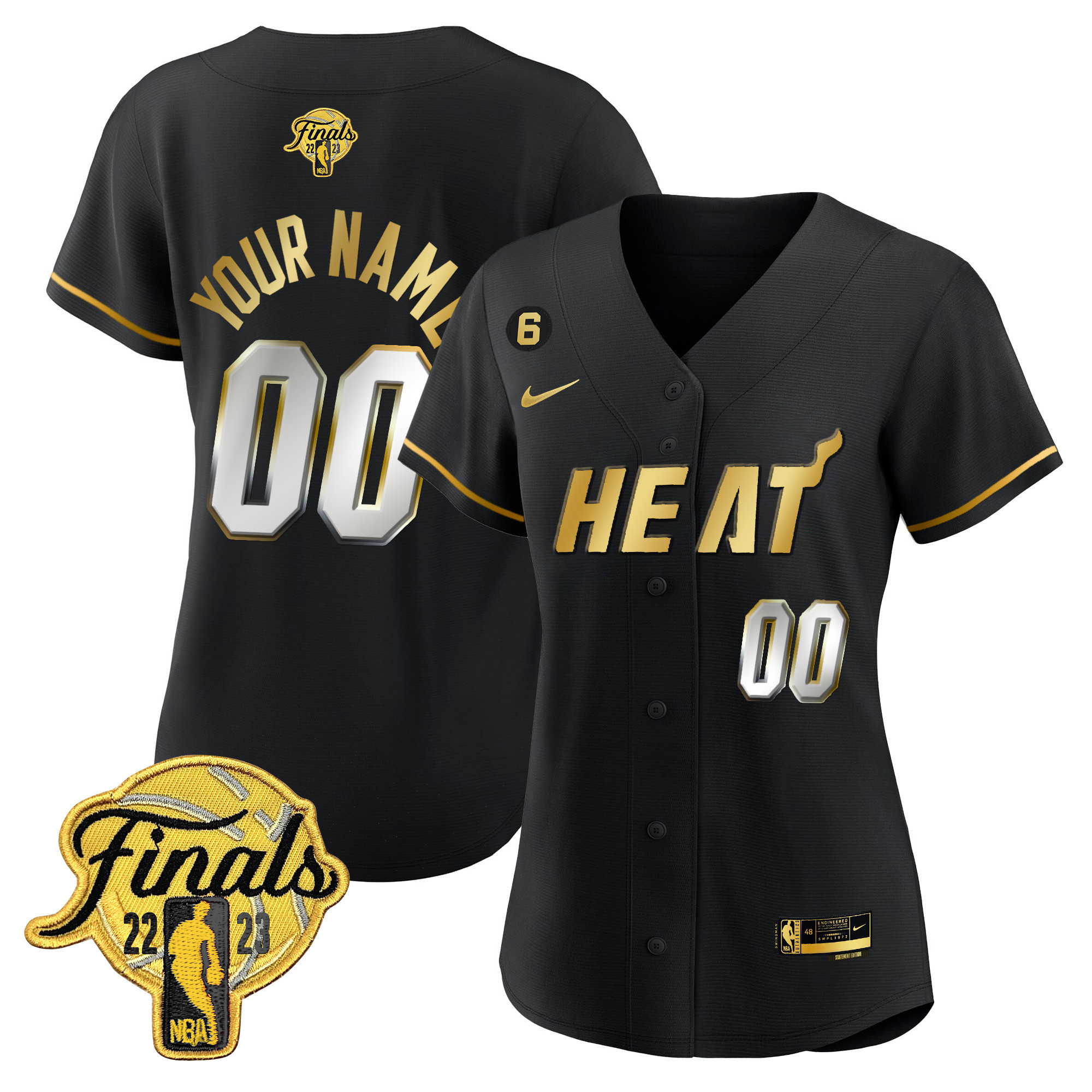 Women's Miami Heat 2023 Finals Baseball Cool Base Custom Black Limited Jersey - All Stitched
