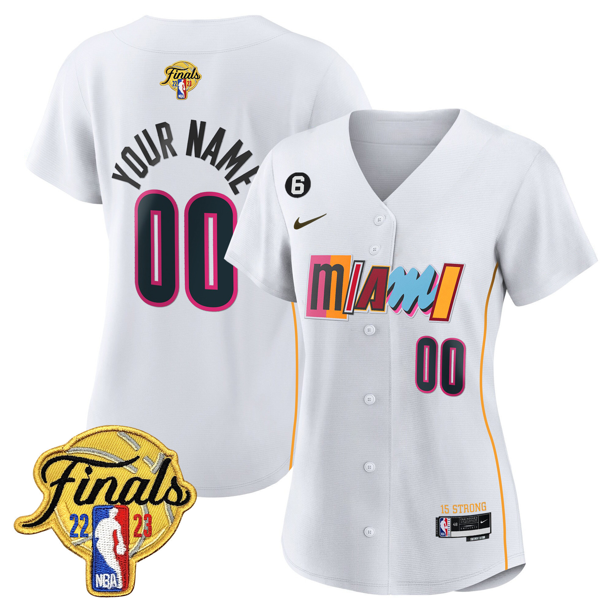 Women's Miami Heat 2023 Finals Baseball Cool Base Custom City White Jersey - All Stitched