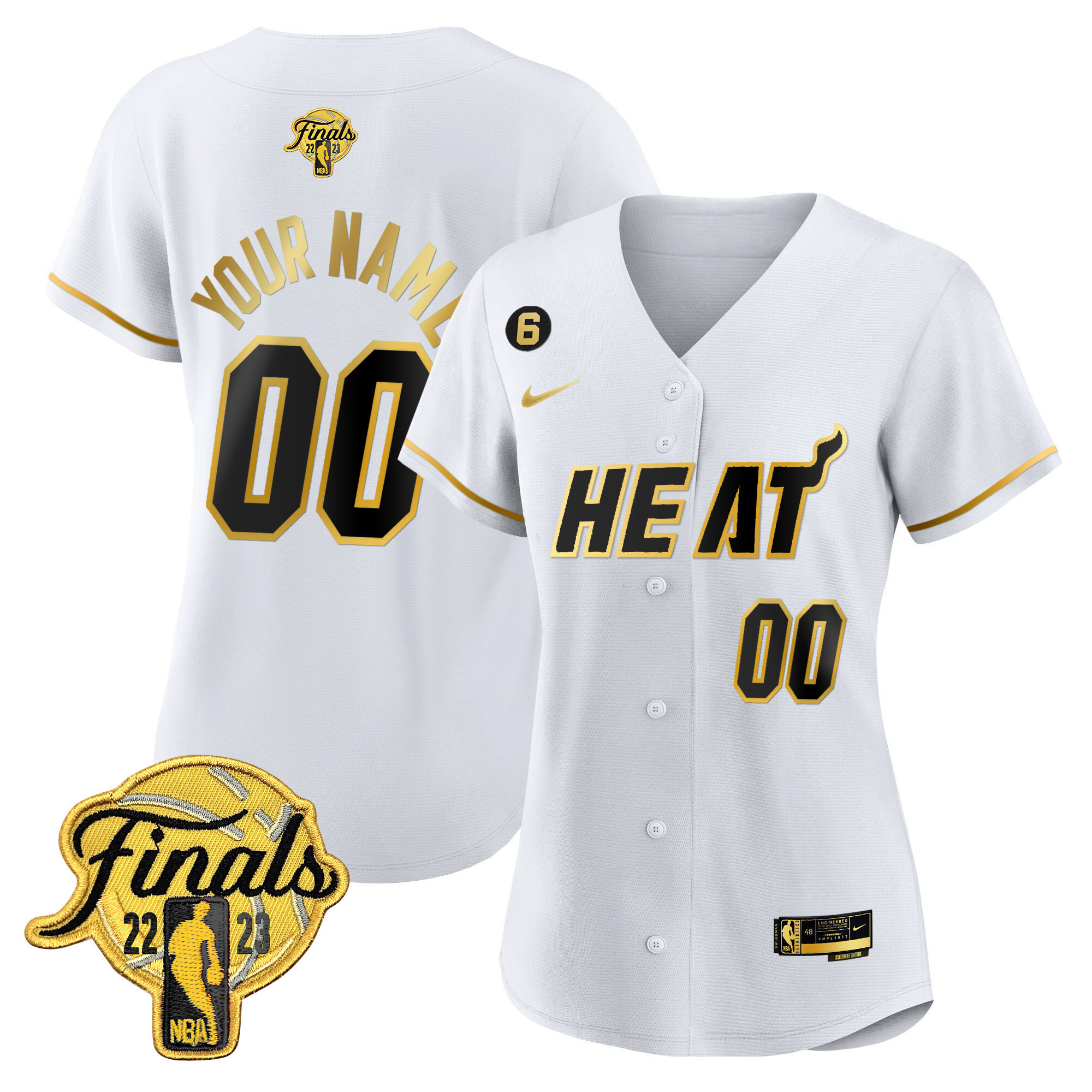 Women's Miami Heat 2023 Finals Baseball Cool Base Custom White Gold Jersey - All Stitched