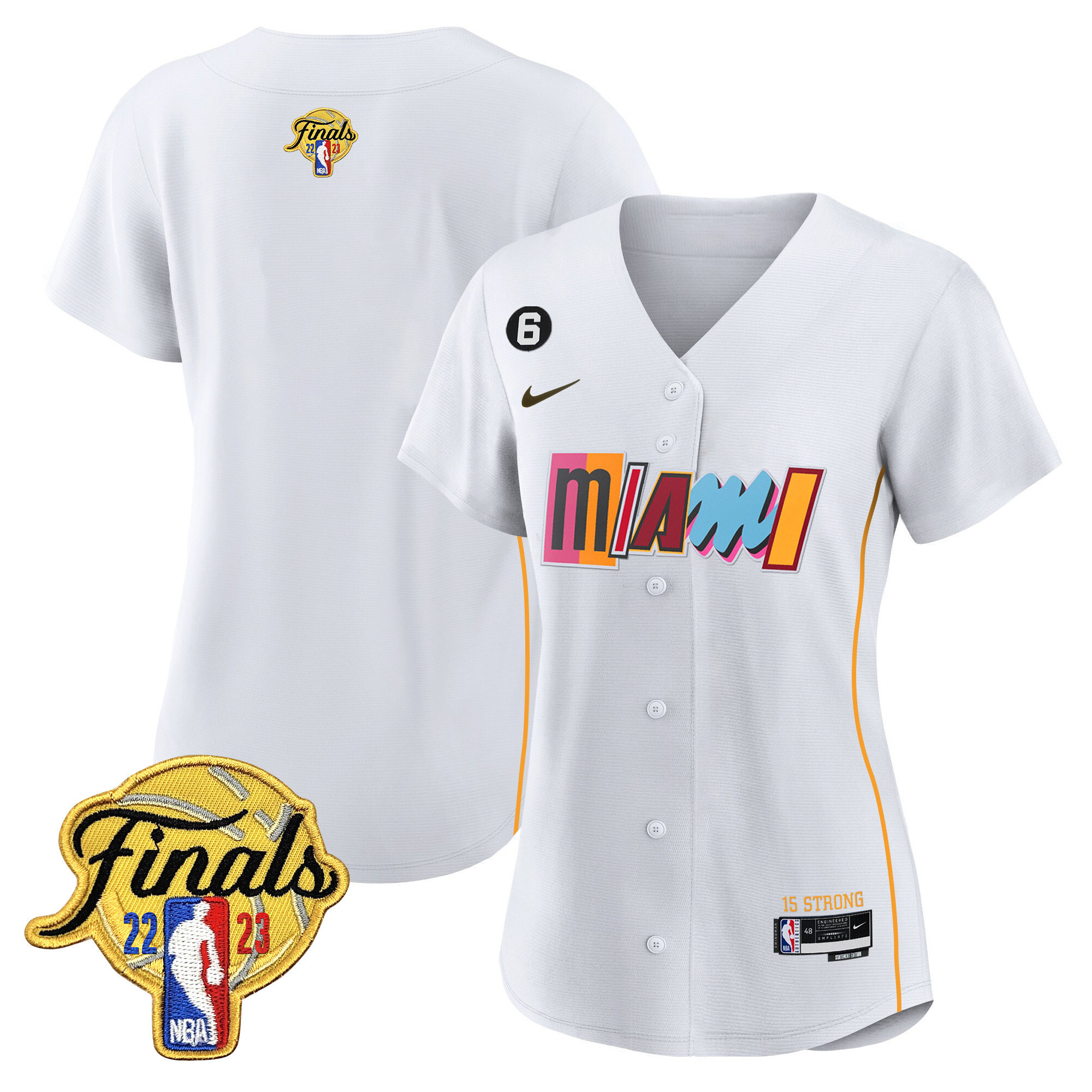 Women's Miami Heat 2023 Finals Patch Baseball City White Jersey V2 - All Stitched