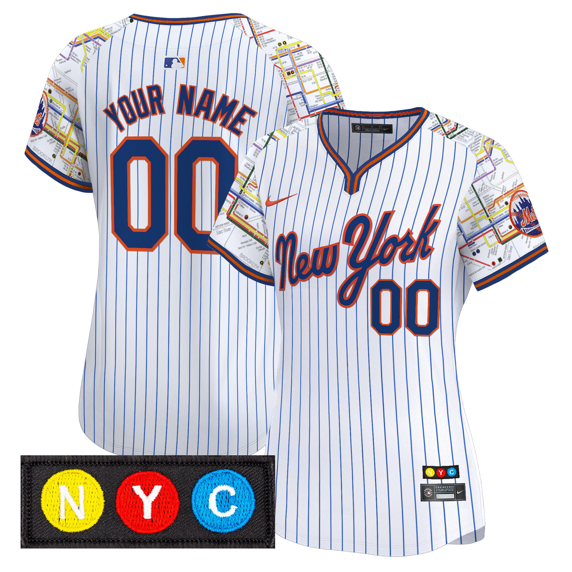 Women's New York Mets Subway Style Vapor Premier Limited Custom Pinstripe Jersey - Stitched