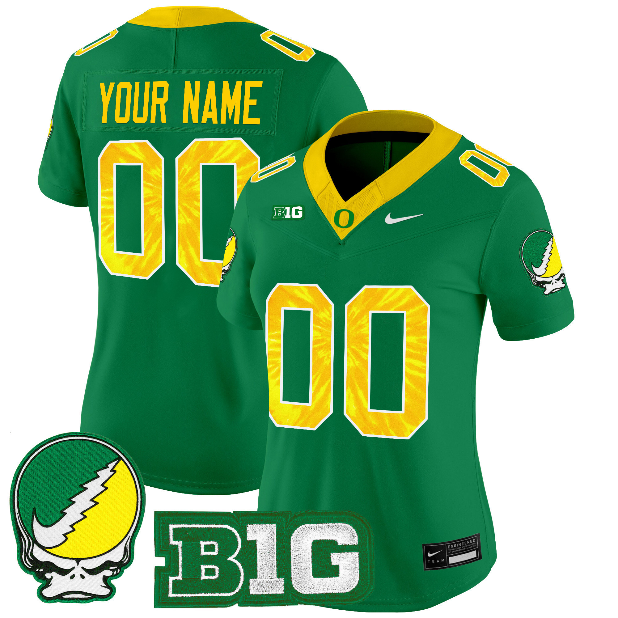 Women's Oregon Ducks 2025 Grateful Ducks Vapor Limited Custom Green Jersey - All Stitched