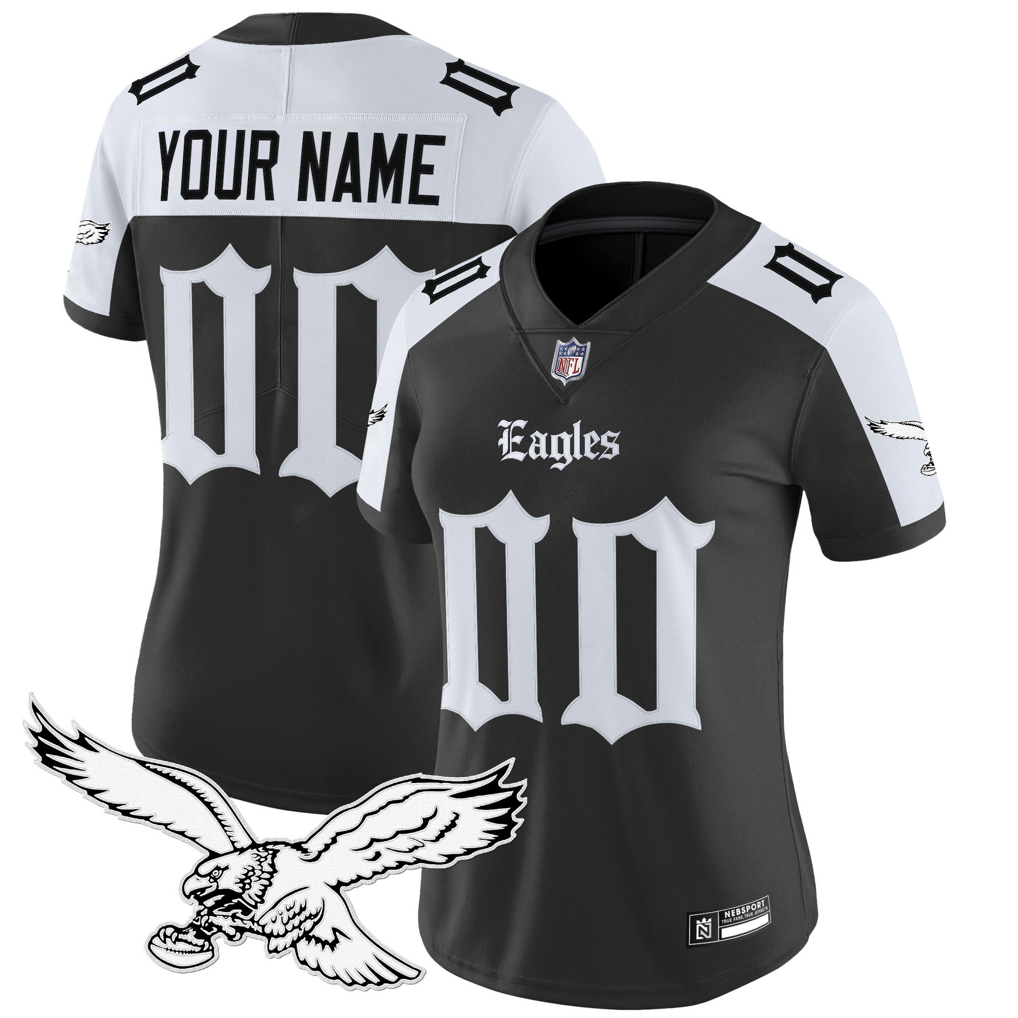 Women's Philadelphia Eagles Gothic Philly Edition Vapor Limited Custom Alternate Jersey - All Stitched