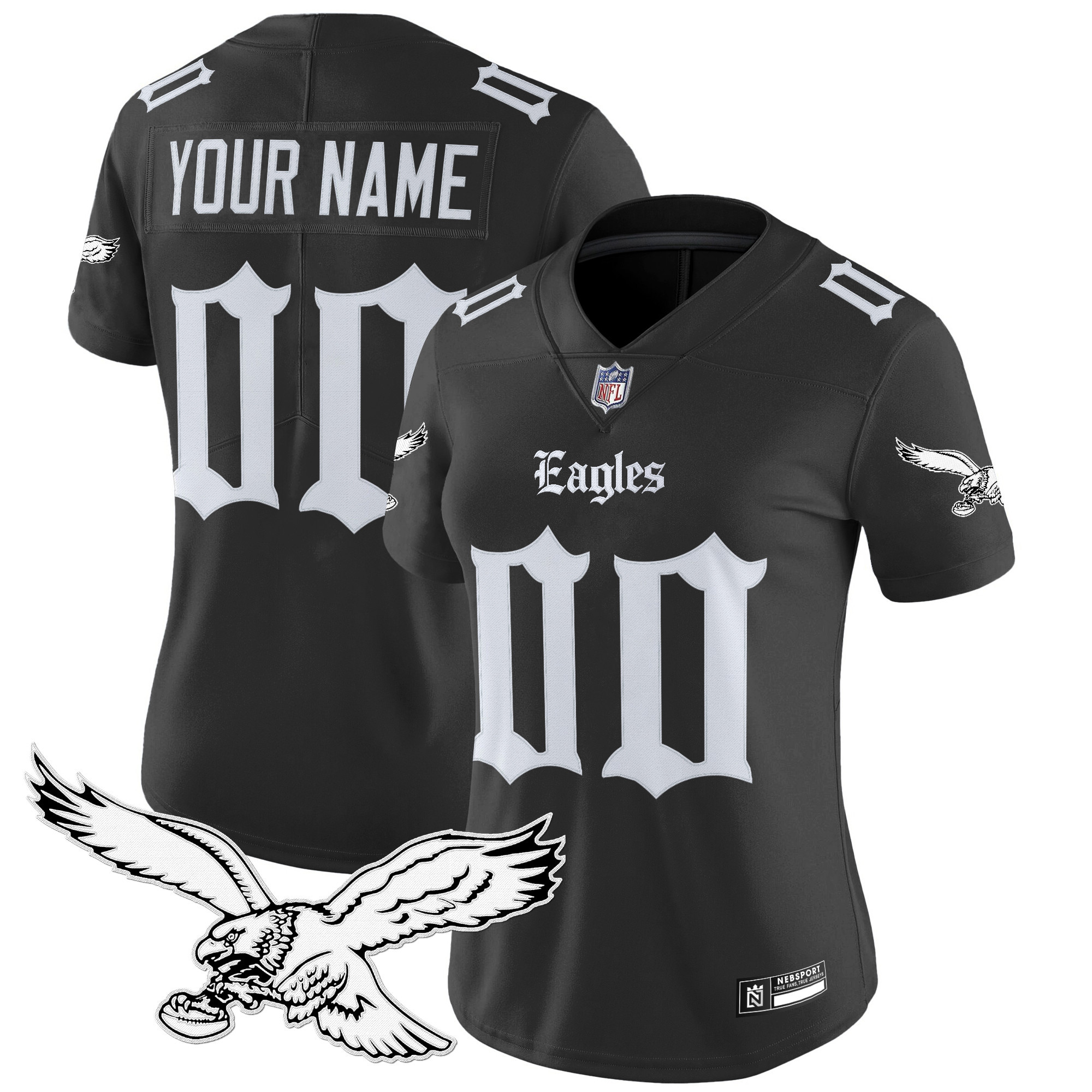 Women's Philadelphia Eagles Gothic Philly Edition Vapor Limited Custom Black Jersey - All Stitched