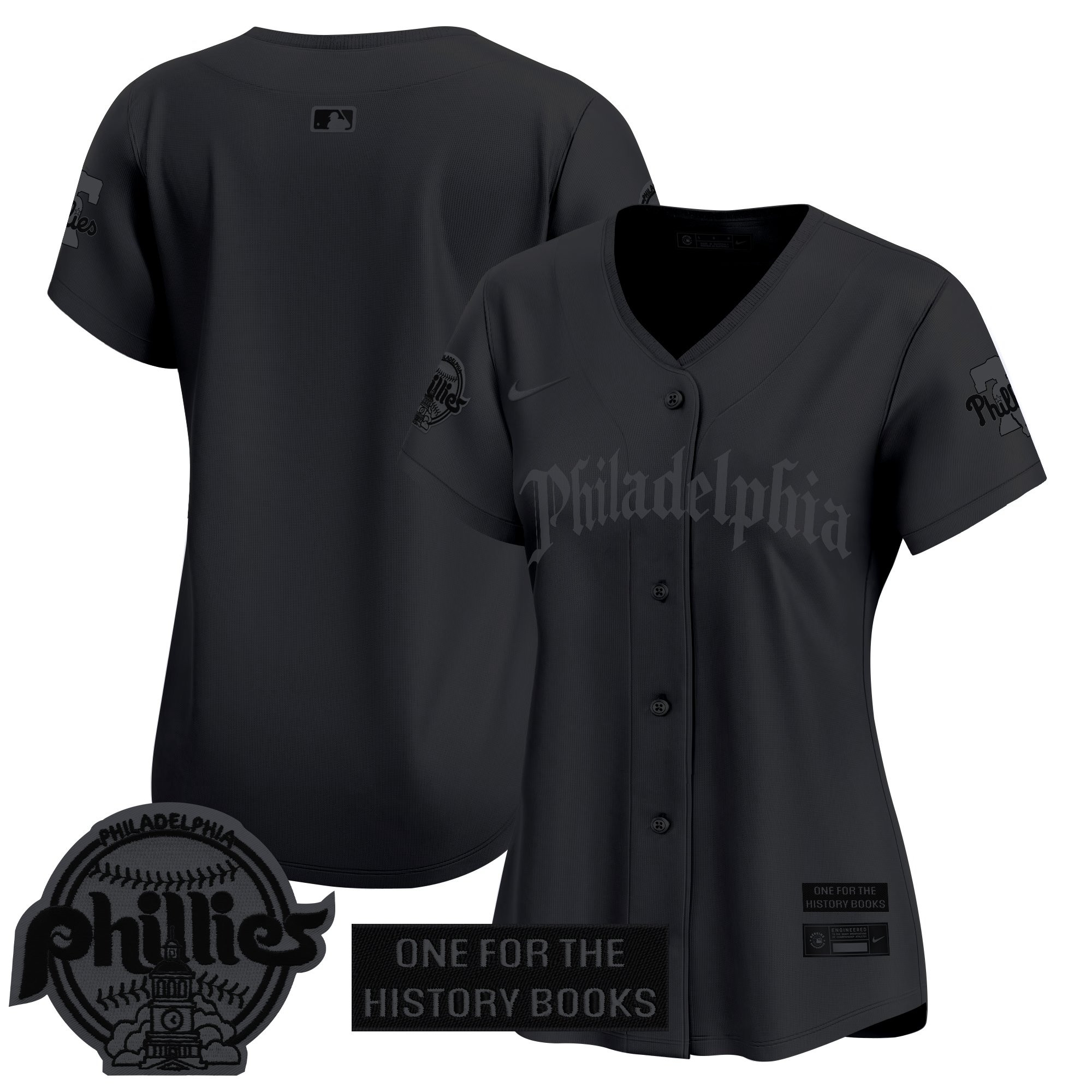Women's Philadelphia Phillies Retro Newspaper Edition Vapor Premier Limited Black Limited Jersey - All Stitched