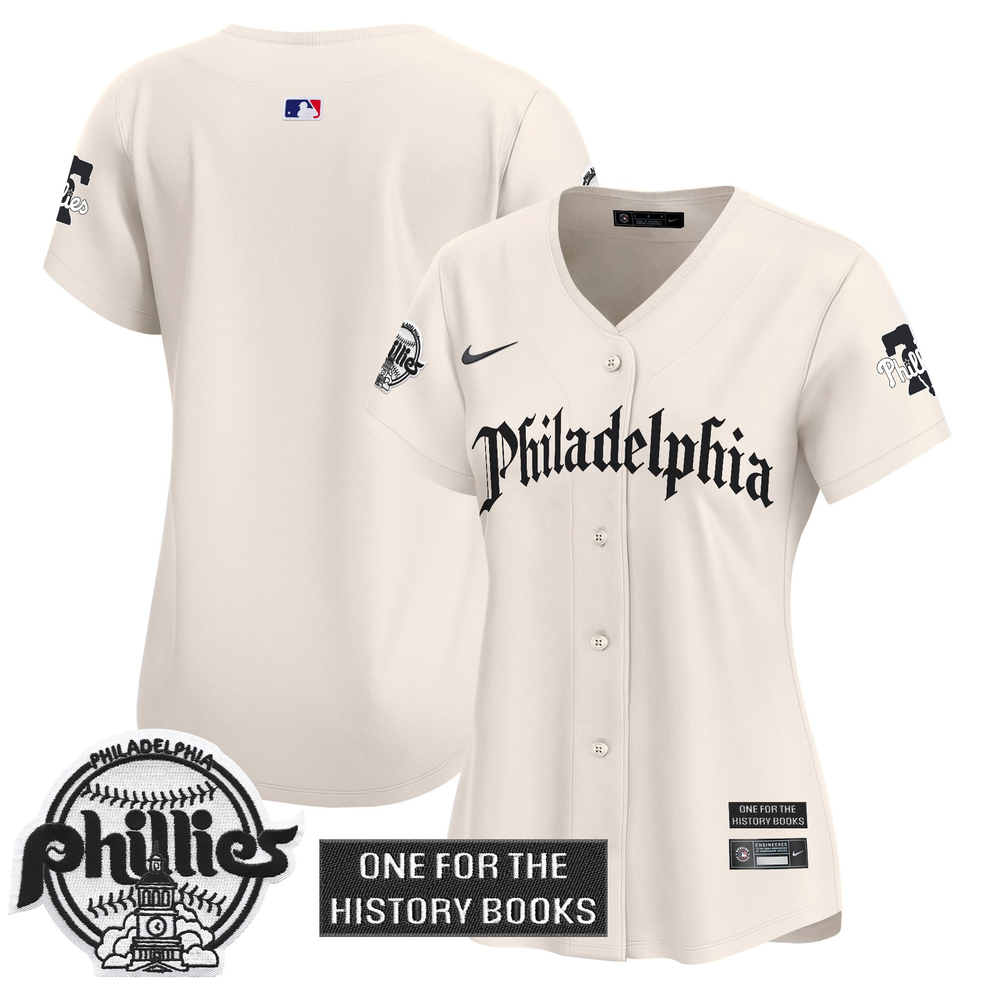 Women's Philadelphia Phillies Retro Newspaper Edition Vapor Premier Limited Cream Jersey - All Stitched