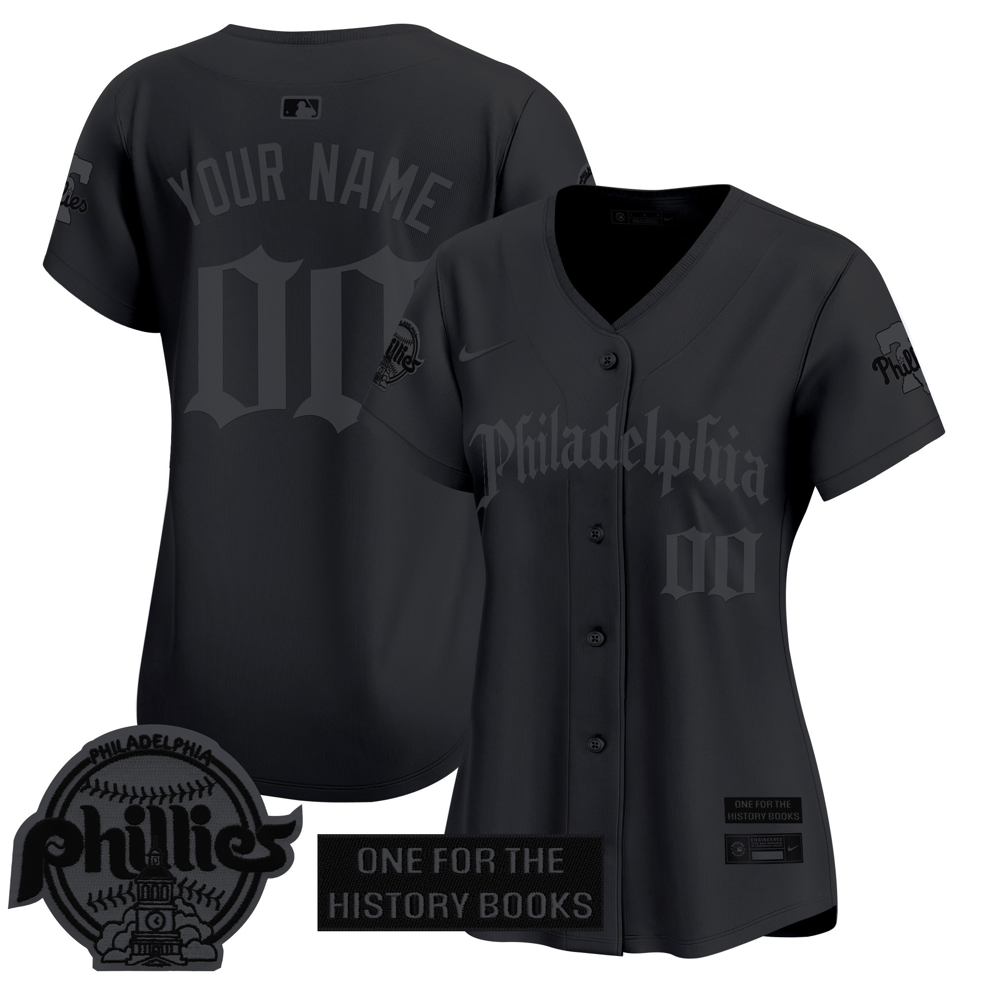 Women's Philadelphia Phillies Retro Newspaper Edition Vapor Premier Limited Custom Black Limited Jersey - All Stitched