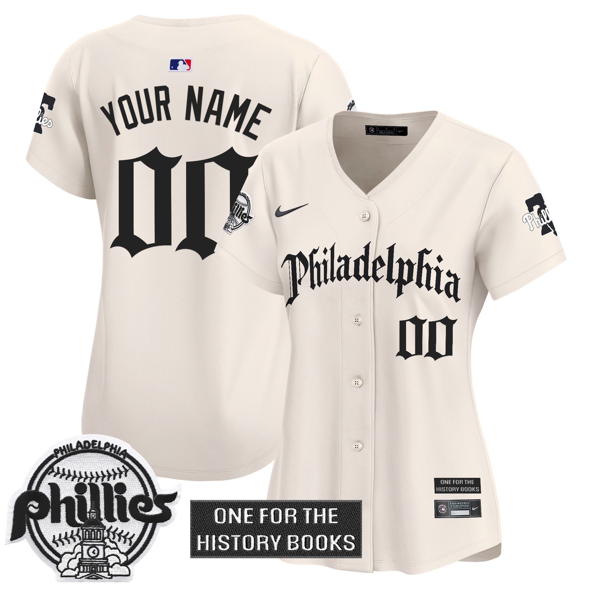 Women's Philadelphia Phillies Retro Newspaper Edition Vapor Premier Limited Custom Cream Jersey - All Stitched