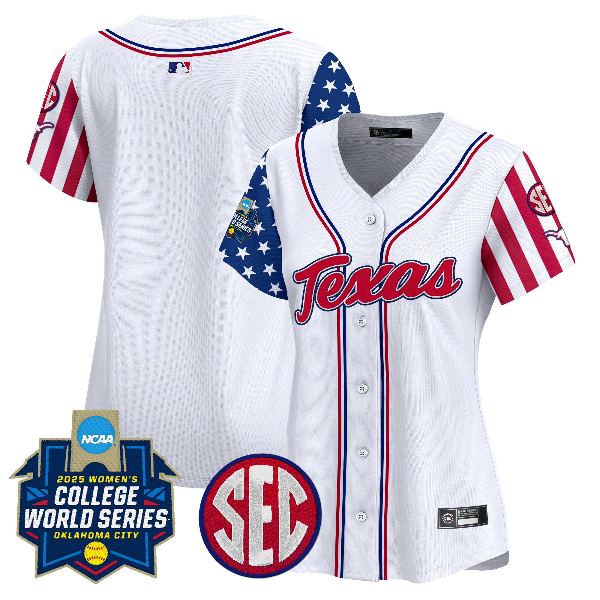 Women's Texas Longhorns Softball 2025 Independence Day Vapor Premier Limited White Jersey - All Stitched