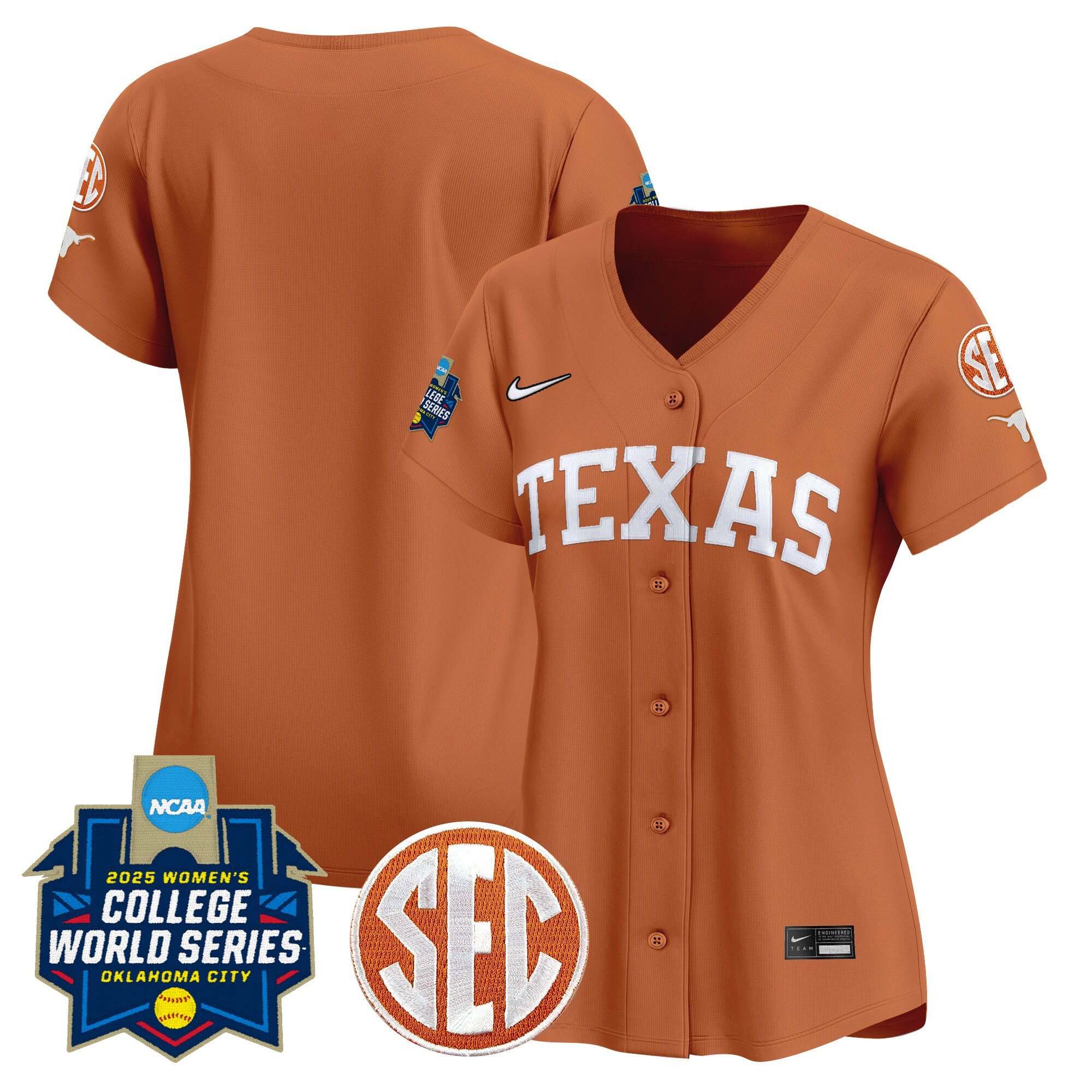 Women's Texas Longhorns Softball 2025 World Series (WCWS) Vapor Premier Limited Orange Jersey - All Stitched