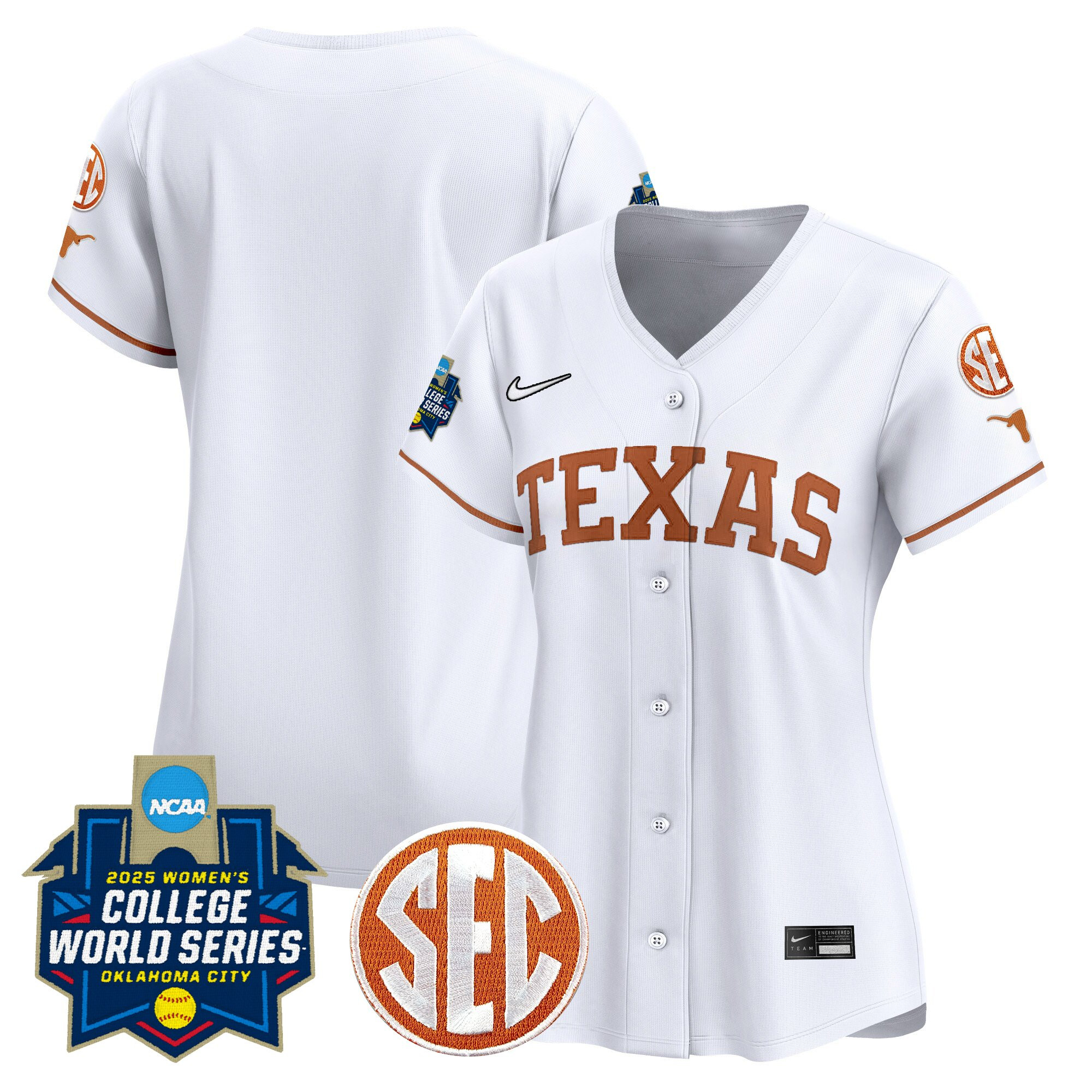 Women's Texas Longhorns Softball 2025 World Series (WCWS) Vapor Premier Limited White Jersey - All Stitched