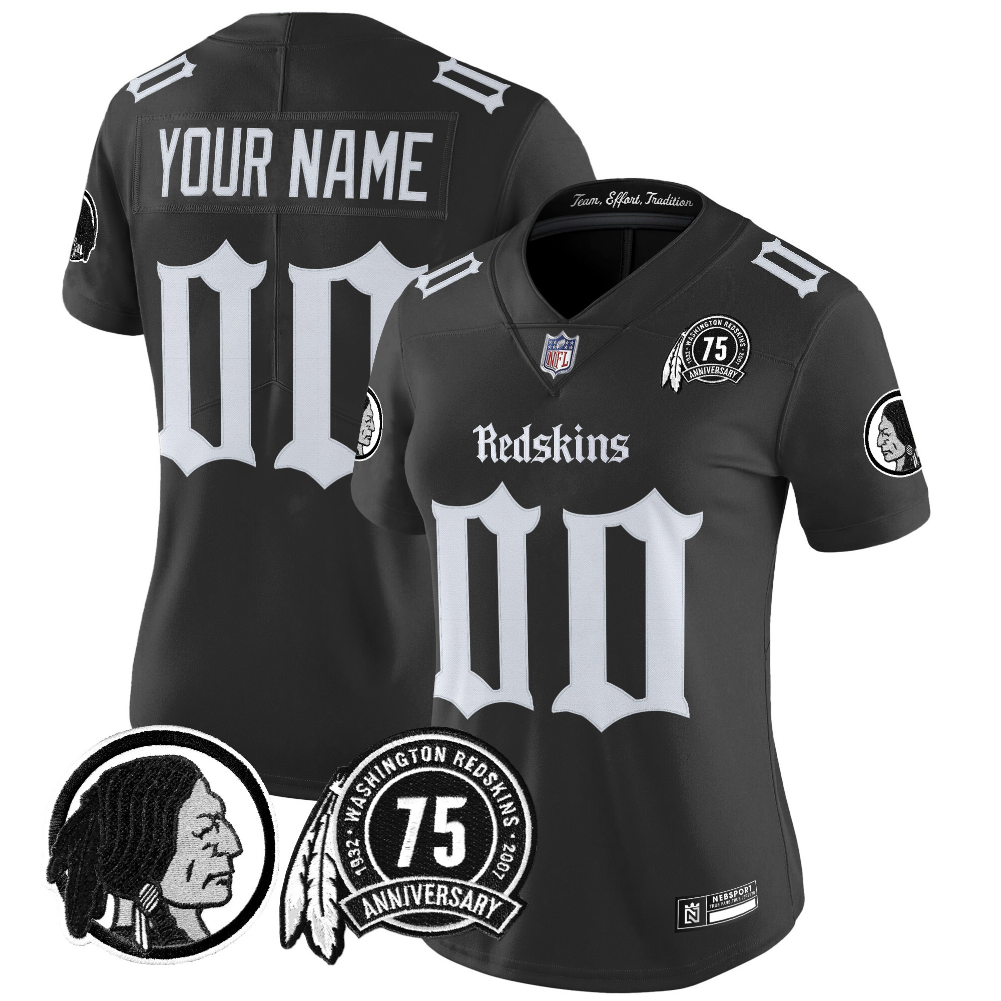 Women's Washington Commanders Gothic Capital Edition Vapor Limited Custom Black Jersey - All Stitched