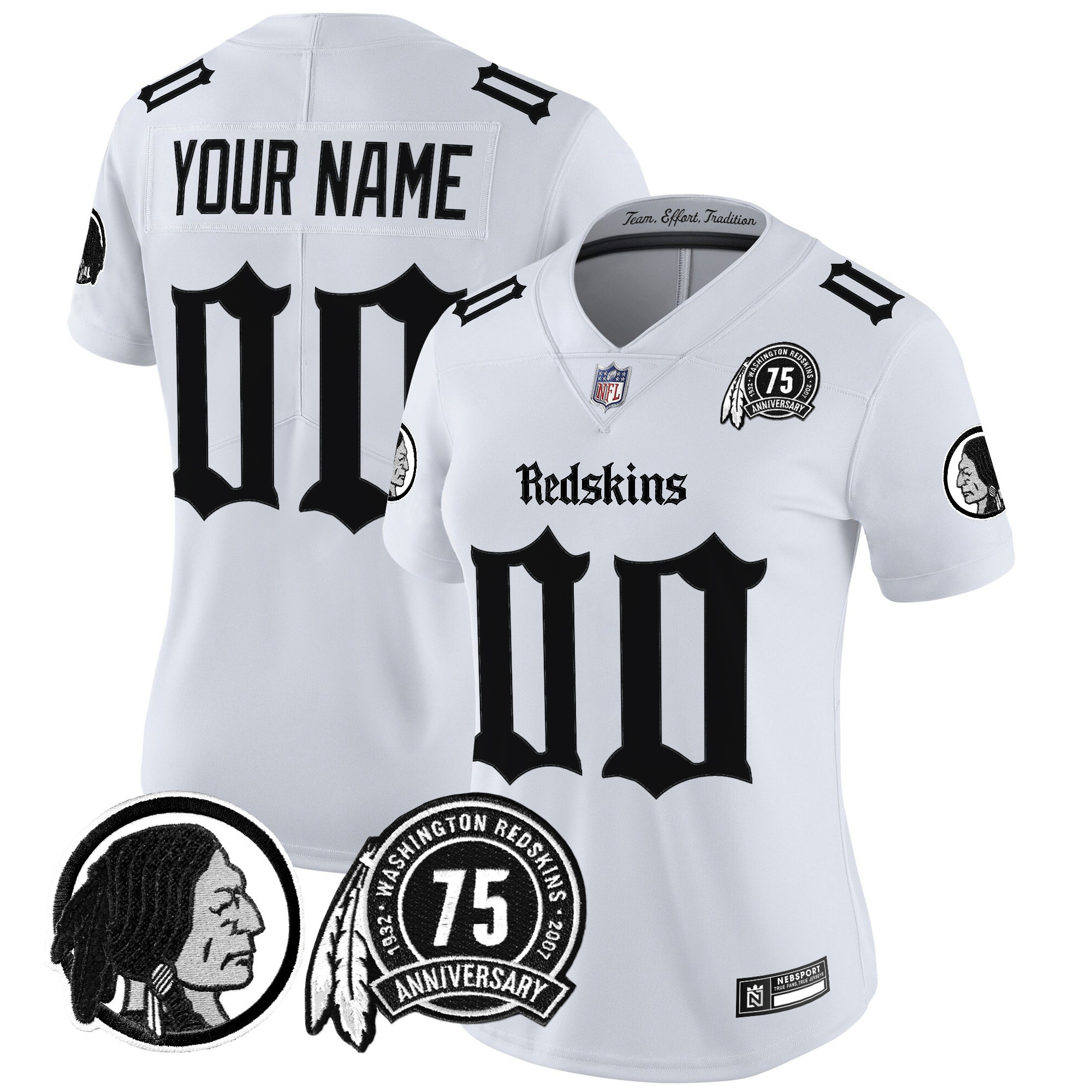 Women's Washington Commanders Gothic Capital Edition Vapor Limited Custom White Jersey - All Stitched