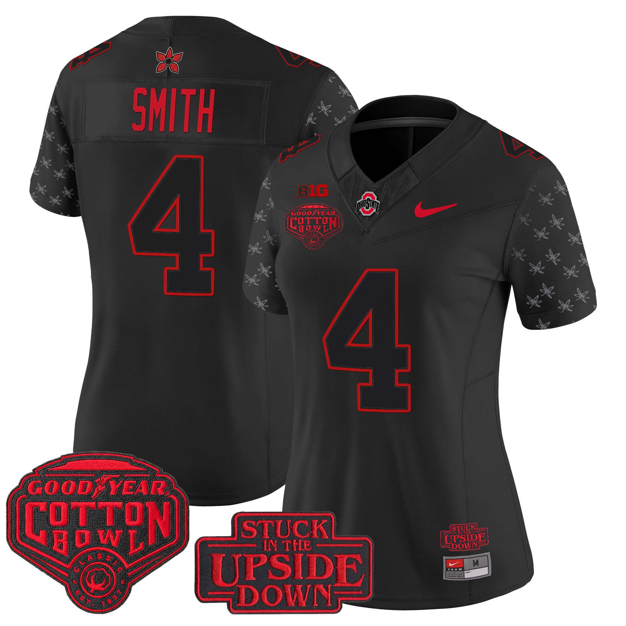 Women's Women's Ohio State Buckeyes Stranger Things Edition Vapor Limited Jeremiah Smith Jersey - 2025 Cotton Bowl Patch - All Stitched