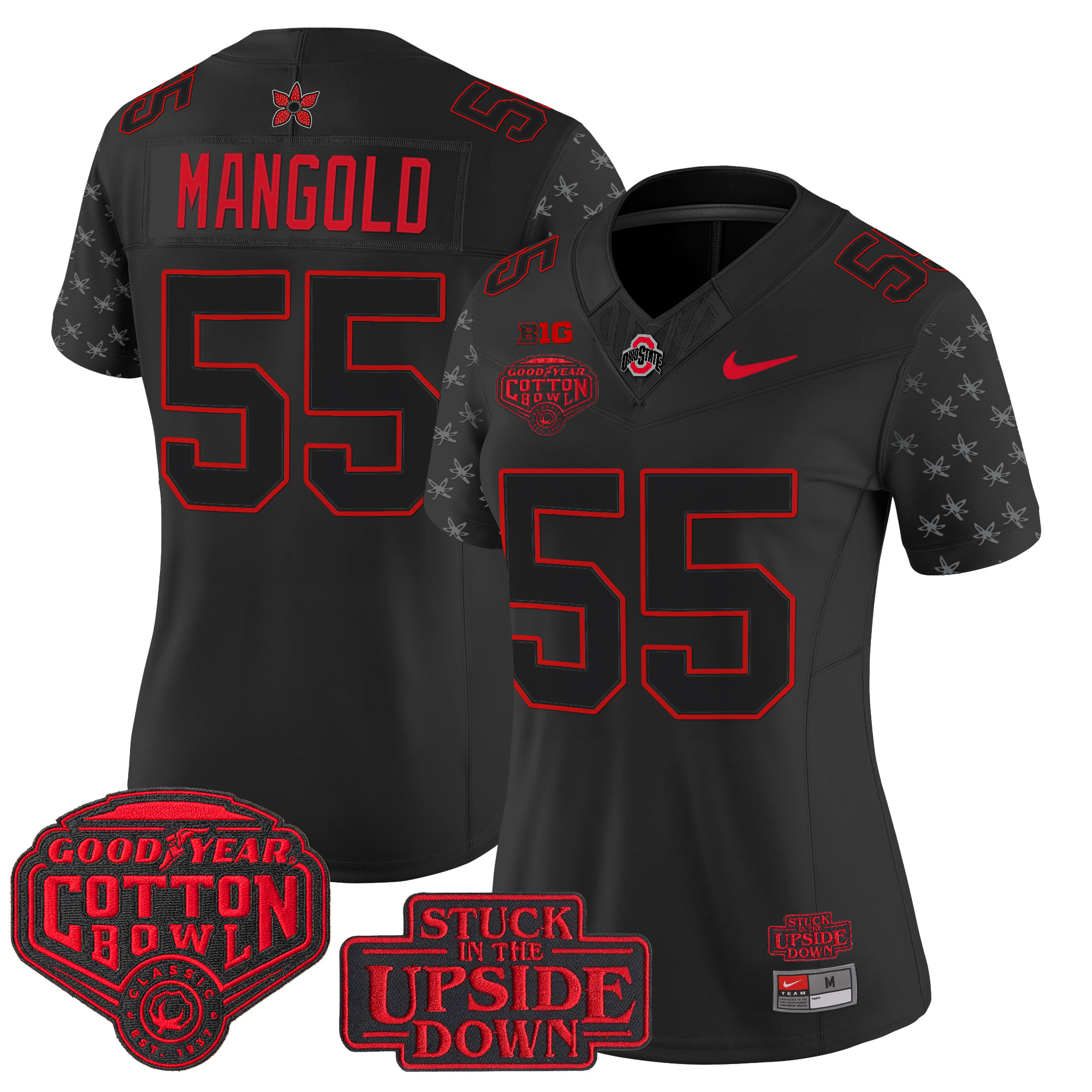 Women's Women's Ohio State Buckeyes Stranger Things Edition Vapor Limited Nick Mangold Jersey - 2025 Cotton Bowl Patch - All Stitched