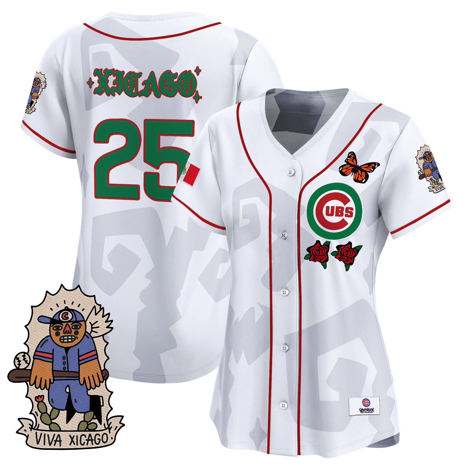 Xicago Women's 2025 Chicago Cubs Mexican Heritage Vapor Premier Limited White Jersey - Stitched