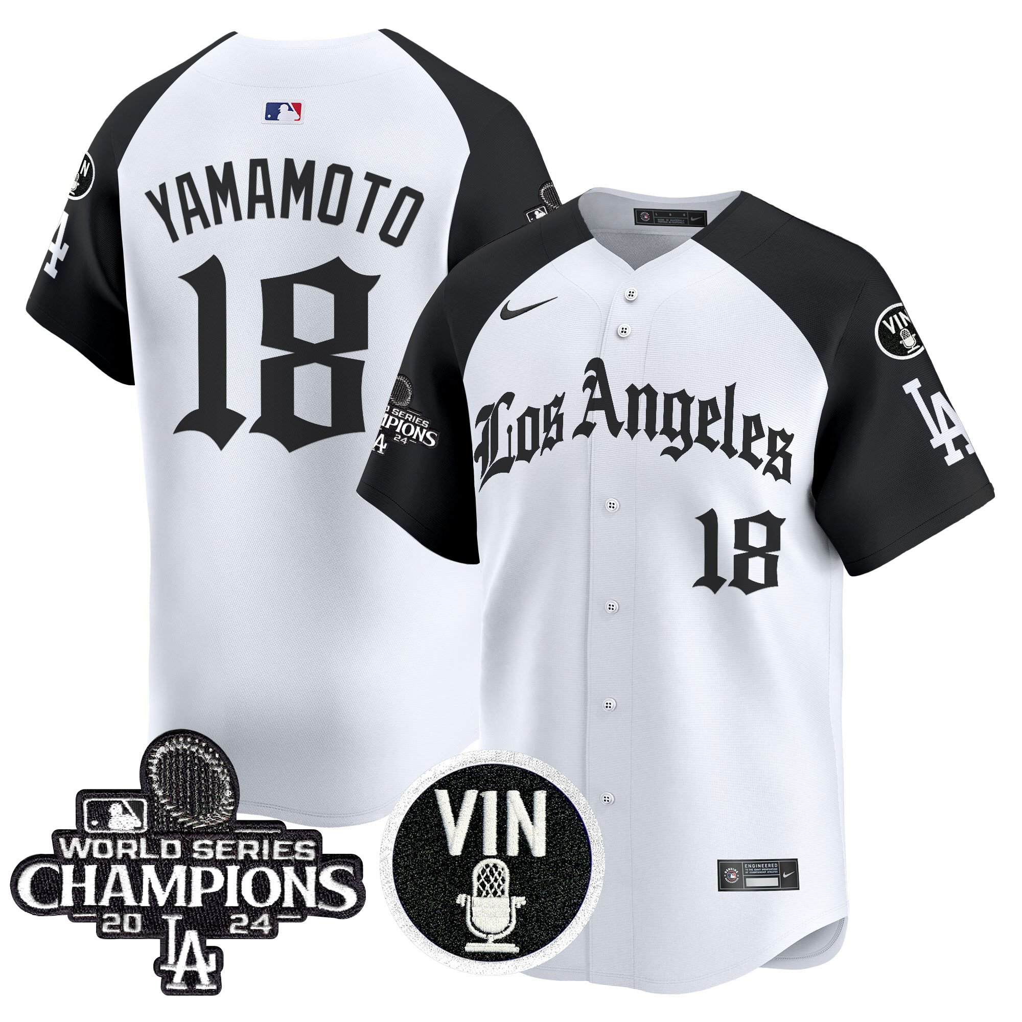 Yamamoto Men's Los Angeles Dodgers 2025 LA Gothic Style Vapor Premier Limited Alternate Jersey - All Stitched