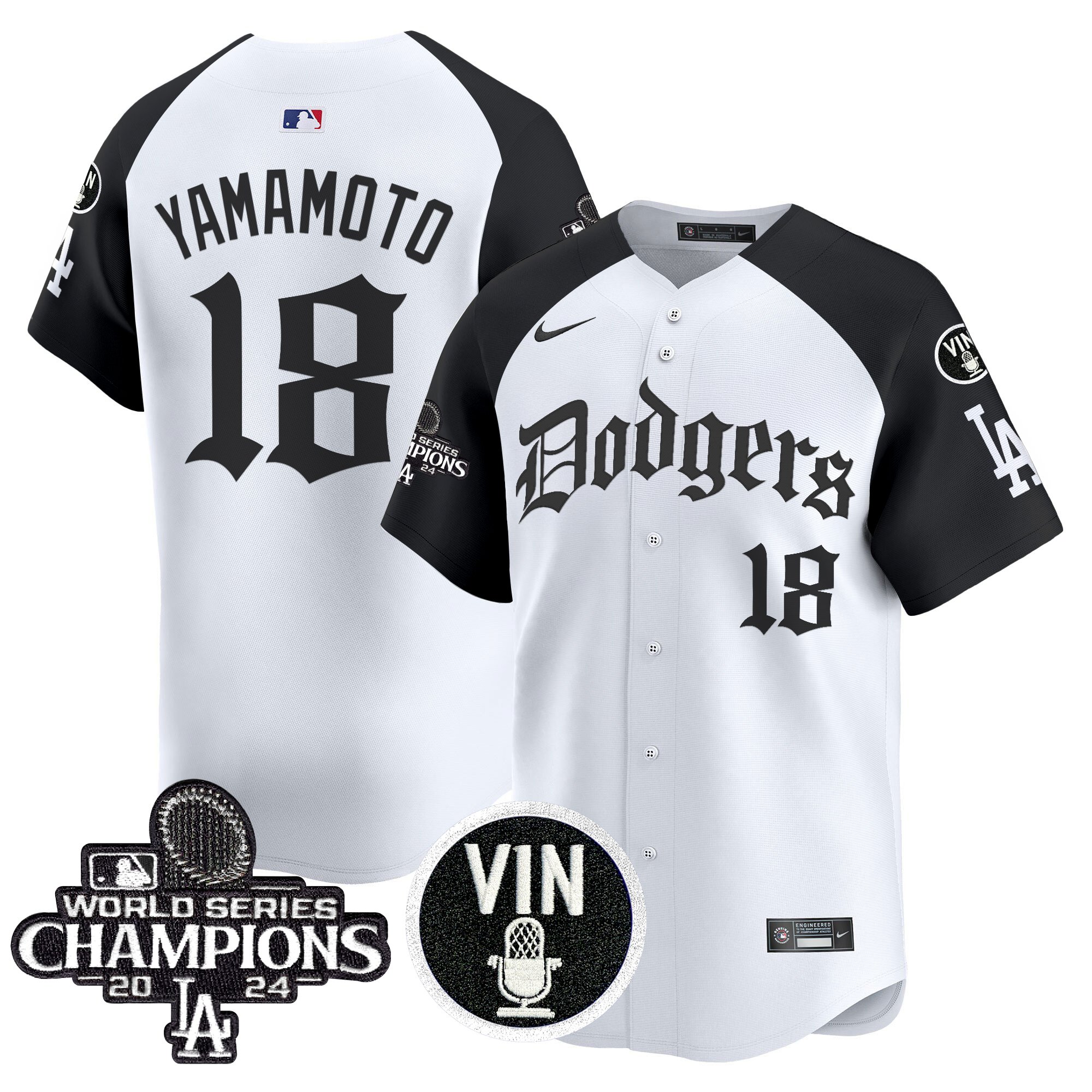 Yamamoto Men's Los Angeles Dodgers 2025 LA Gothic Style Vapor Premier Limited Alternate Jersey V2 - All Stitched