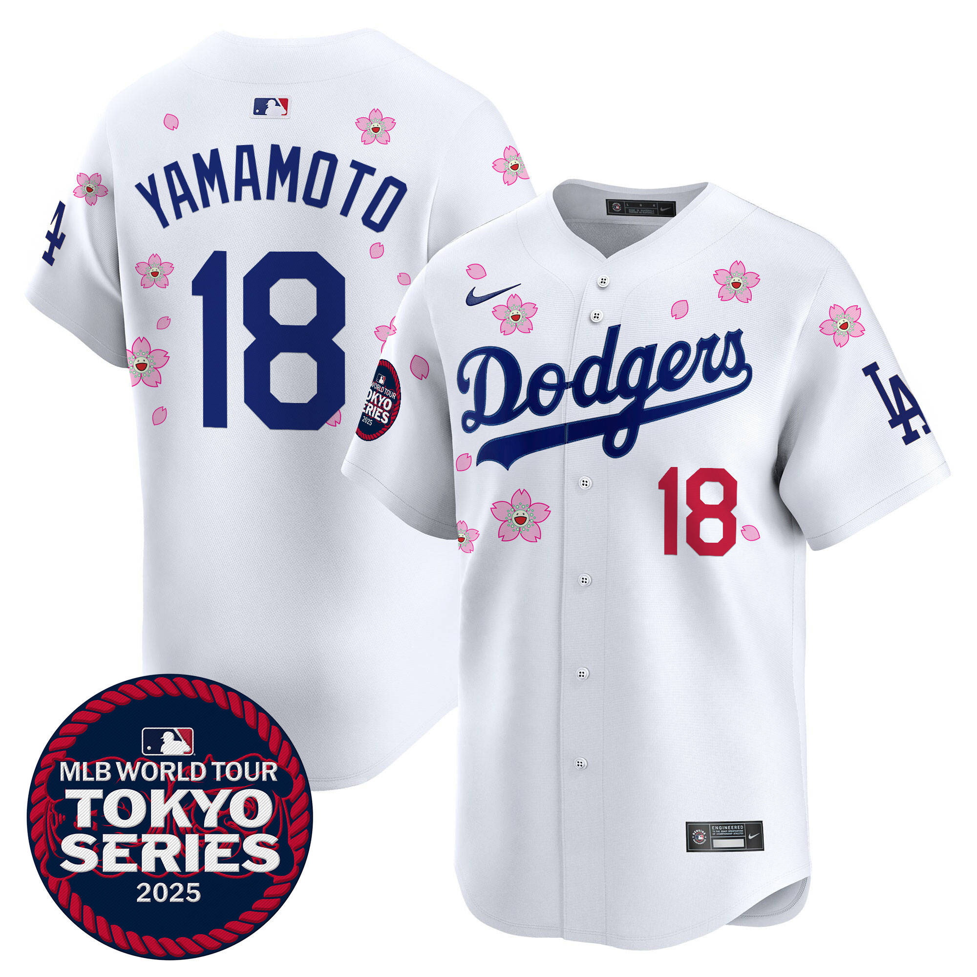 Yamamoto Men's Los Angeles Dodgers Tokyo Series 2025 Vapor Premier Limited White Jersey - Stitched