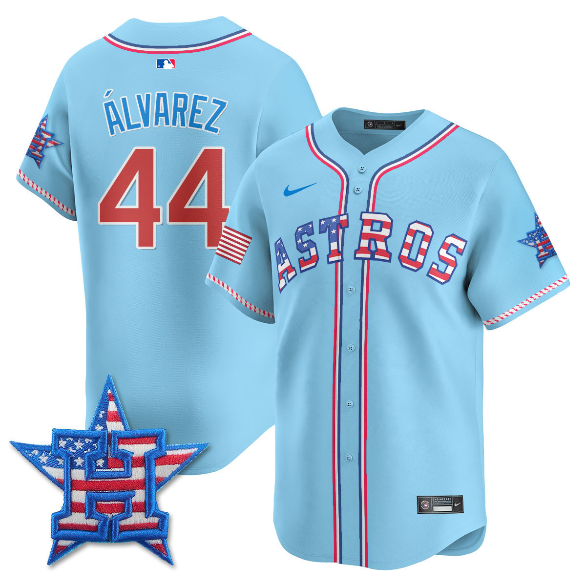 Yordan ÃƒÆ’Ã‚Âlvarez Men's Houston Astros 2025 Fourth of July Vapor Premier Limited Light Blue Jersey - All Stitched