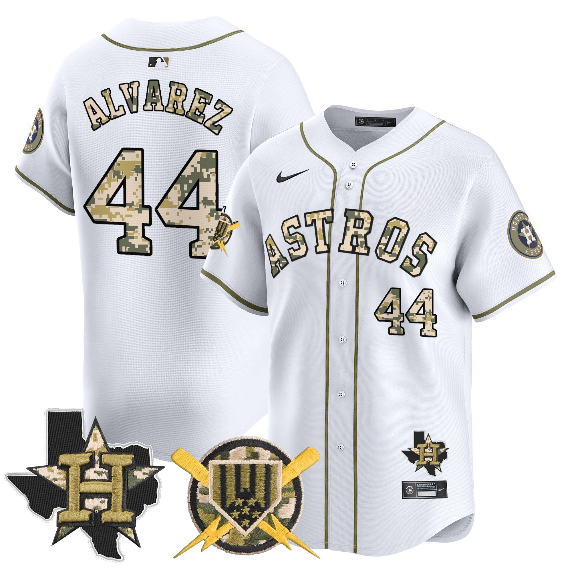 Yordan ÃƒÆ’Ã‚Âlvarez Men's Houston Astros Armed Forces Day Vapor Premier Limited Home Jersey V2 - All Stitched