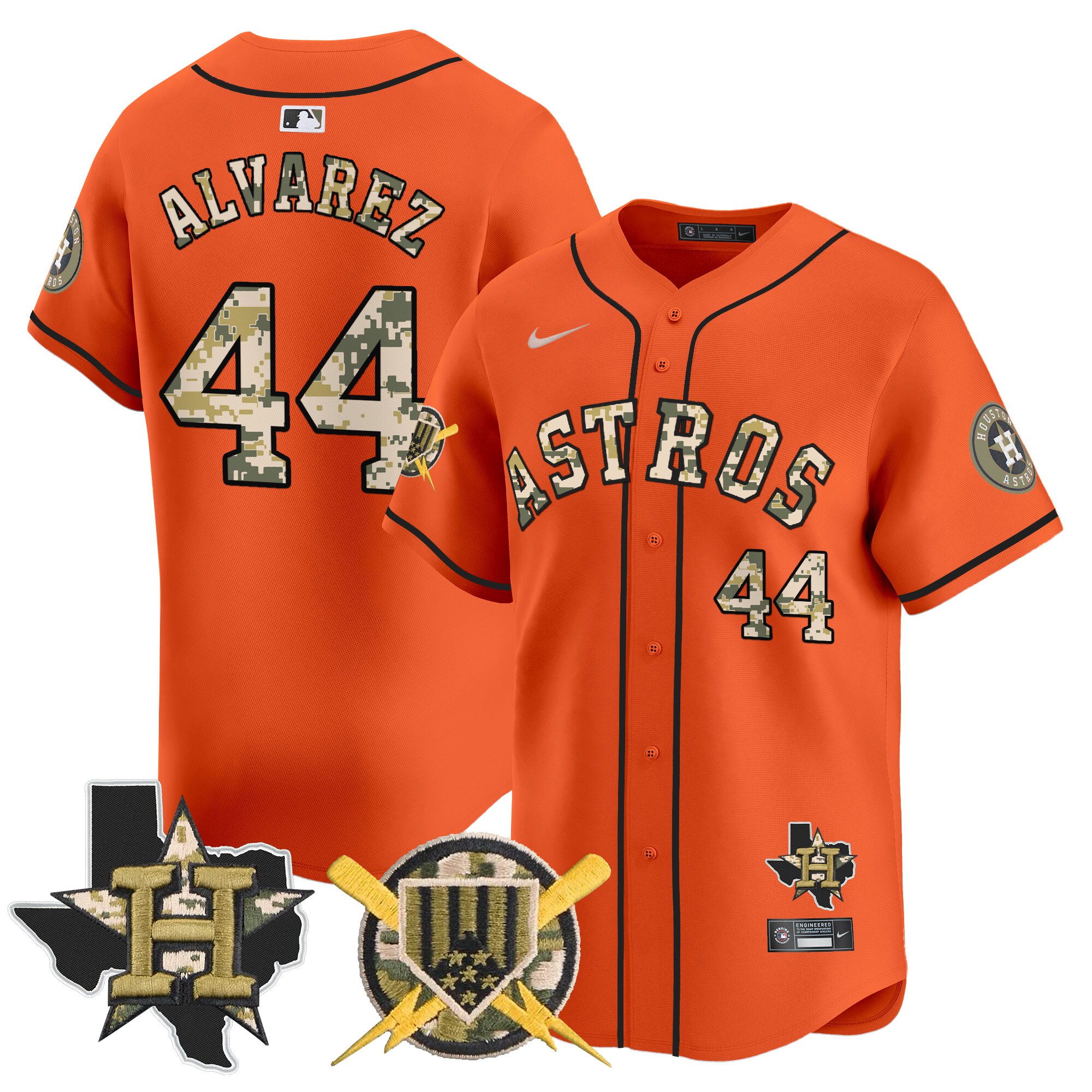 Yordan ÃƒÆ’Ã‚Âlvarez Men's Houston Astros Armed Forces Day Vapor Premier Limited Orange Jersey V2 - All Stitched