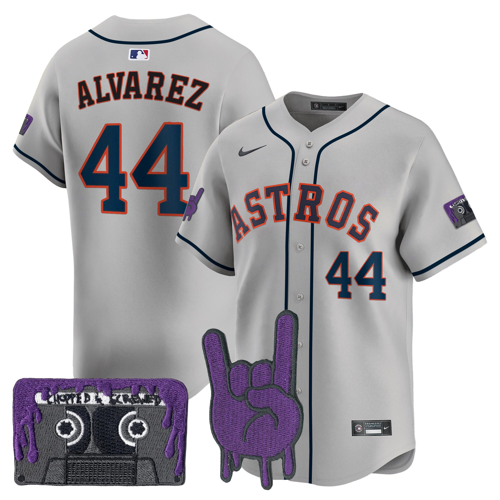 Yordan ÃƒÆ’Ã‚Âlvarez Men's Houston Astros DJ Screw Patch Vapor Premier Limited Gray Jersey - All Stitched