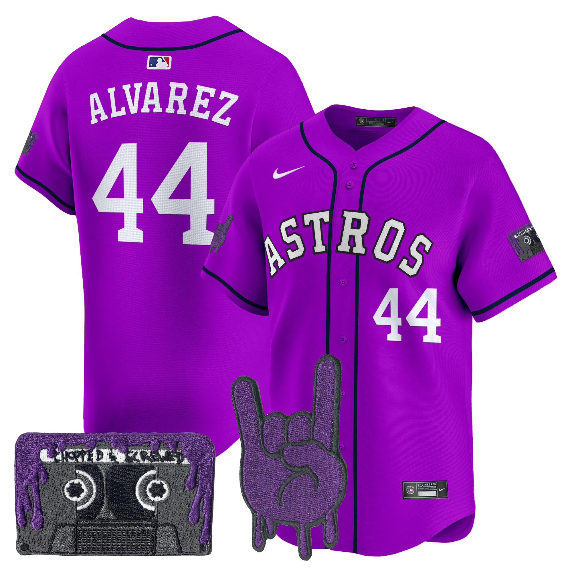 Yordan ÃƒÆ’Ã‚Âlvarez Men's Houston Astros DJ Screw Patch Vapor Premier Limited Purple Jersey - All Stitched
