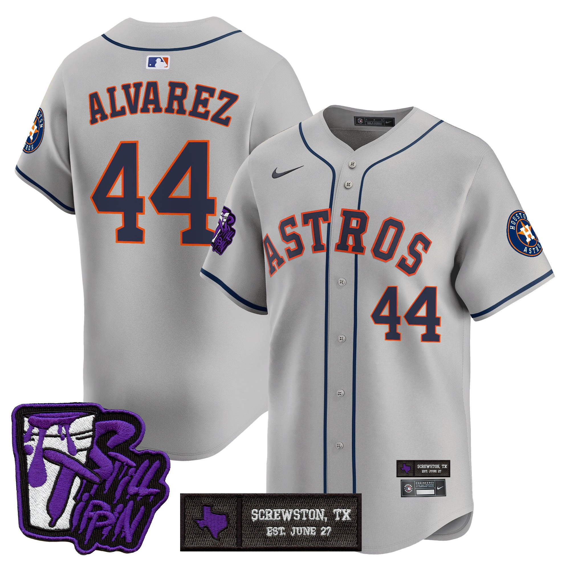 Yordan ÃƒÆ’Ã‚Âlvarez Men's Houston Astros DJ Screw Still Tippin Purple Patch Vapor Premier Limited Gray Jersey - Stitched
