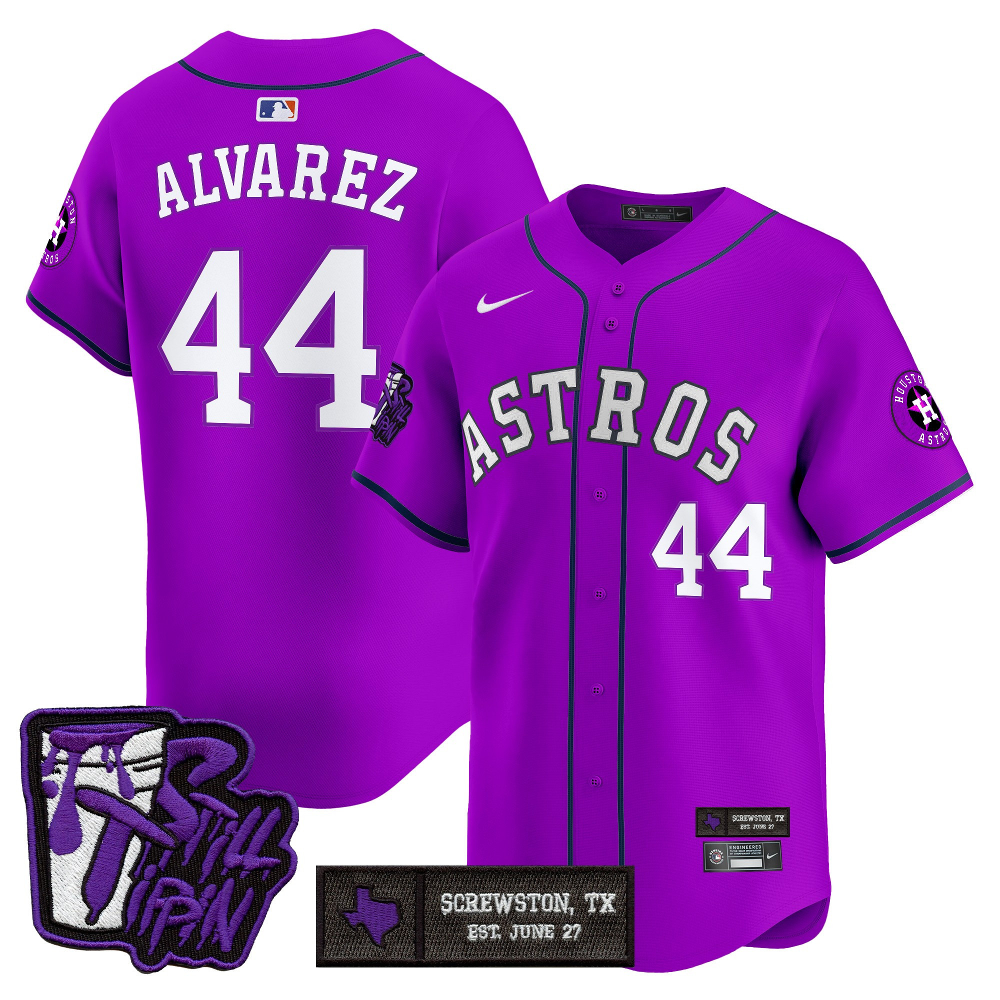 Yordan ÃƒÆ’Ã‚Âlvarez Men's Houston Astros DJ Screw Still Tippin Purple Patch Vapor Premier Limited Purple Jersey - Stitched