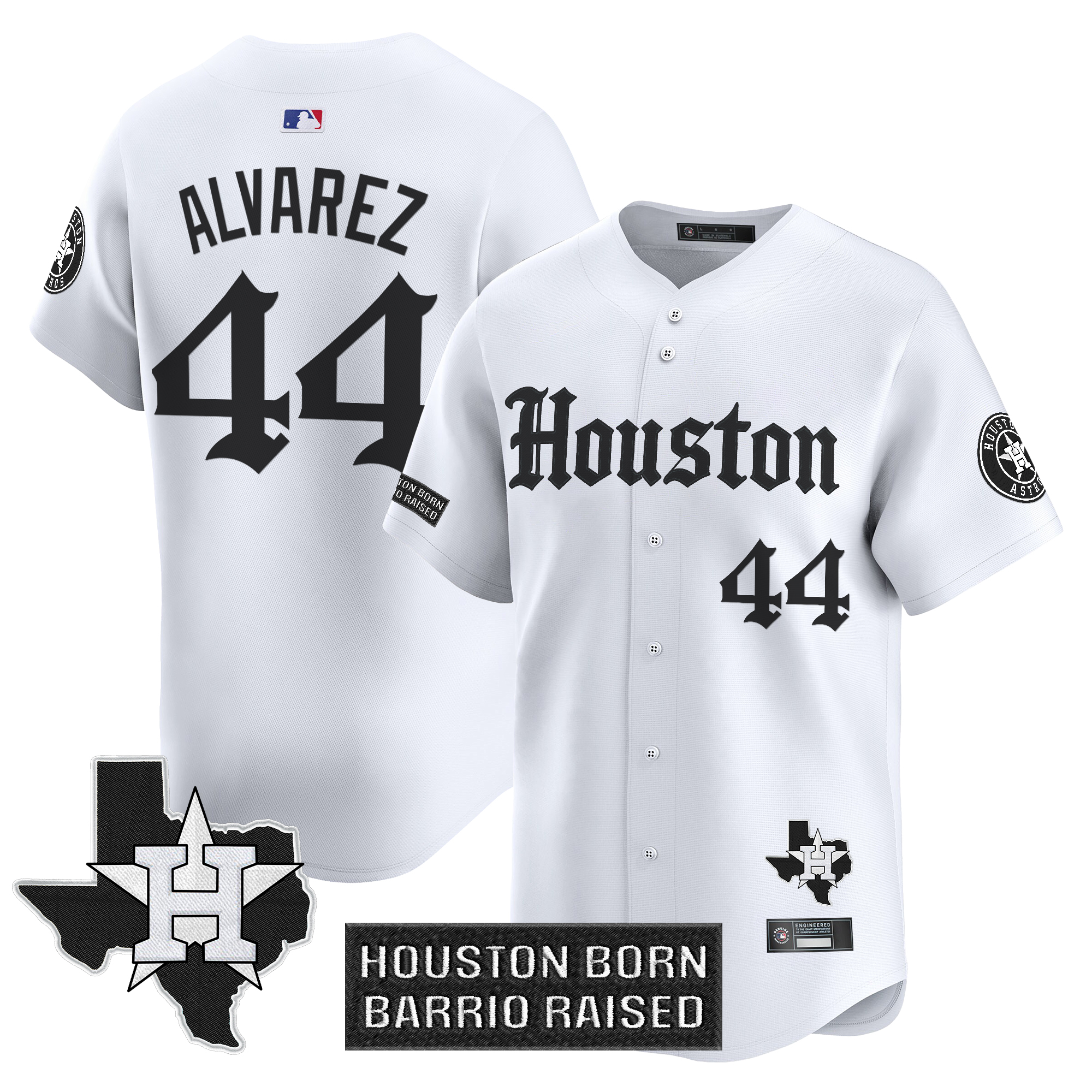 Yordan ÃƒÆ’Ã‚Âlvarez Men's Houston Astros 'Gothic Edition Vapor Premier Limited White Jersey V2 - All Stitched