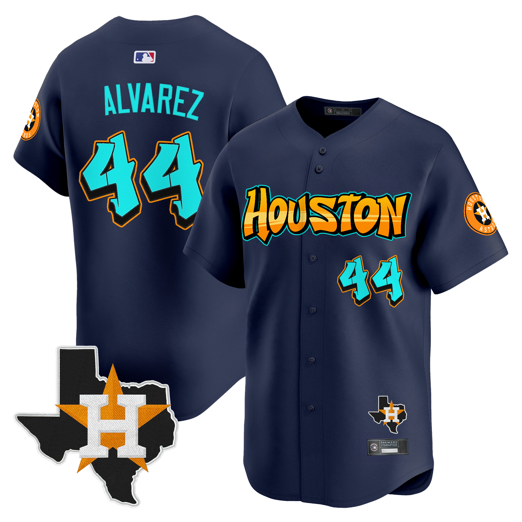 Yordan ÃƒÆ’Ã‚Âlvarez Men's Houston Astros 'Graffiti H-Town Edition Vapor Premier Limited Navy Jersey - All Stitched
