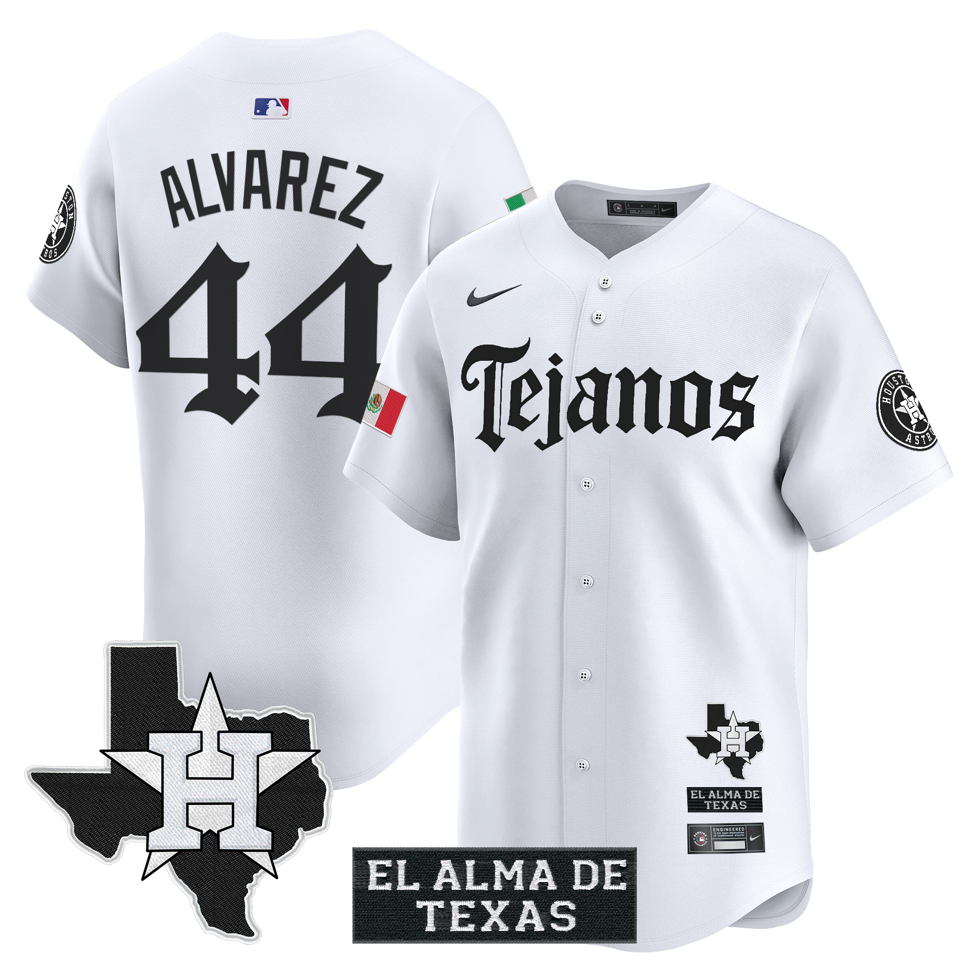 Yordan ÃƒÆ’Ã‚Âlvarez Men's Houston Astros Mexico Tejano Barrio Style Vapor Premier Limited White Jersey - All Stitched
