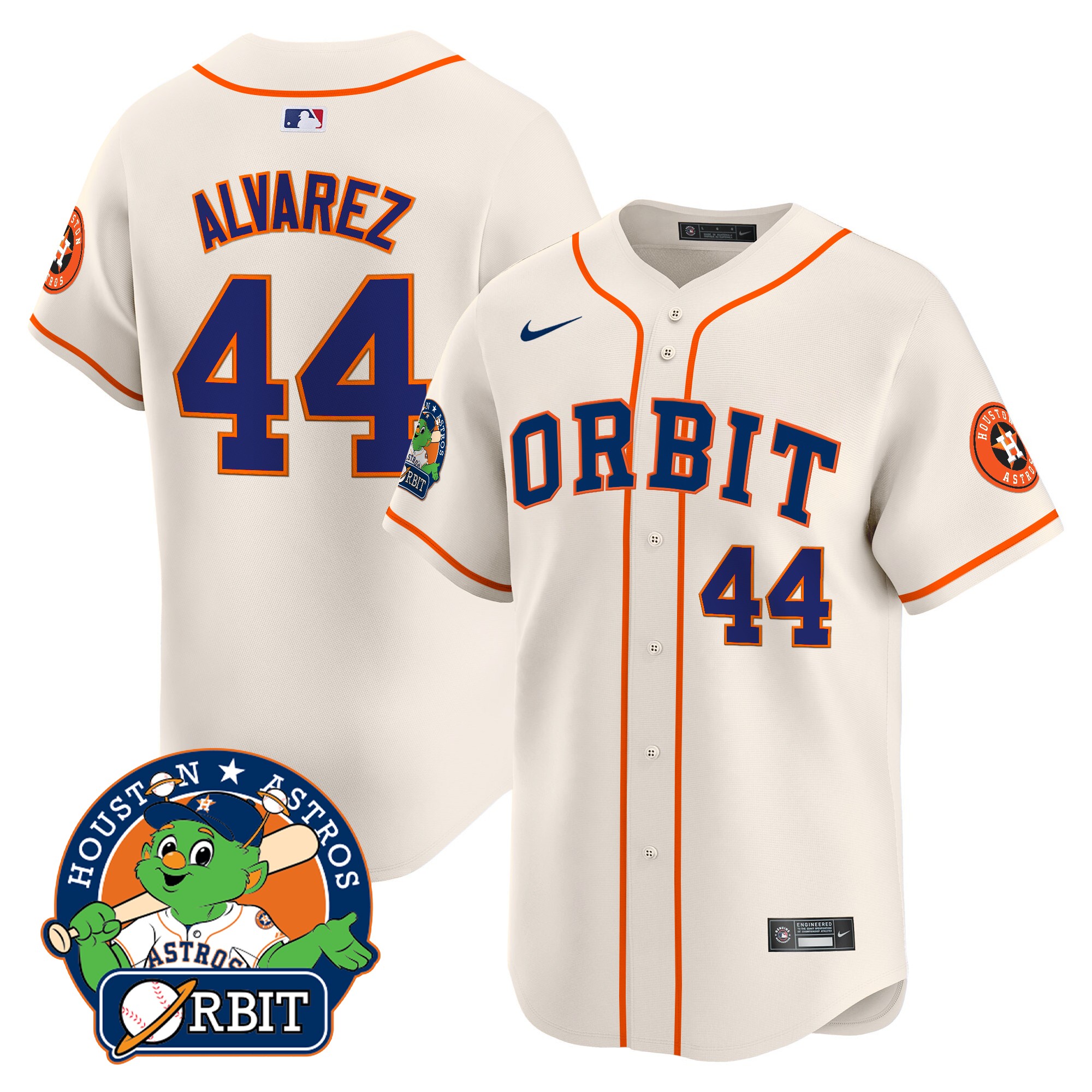 Yordan ÃƒÆ’Ã‚Âlvarez Men's Houston Astros Orbit Patch Vapor Premier Limited Cream Jersey - All Stitched