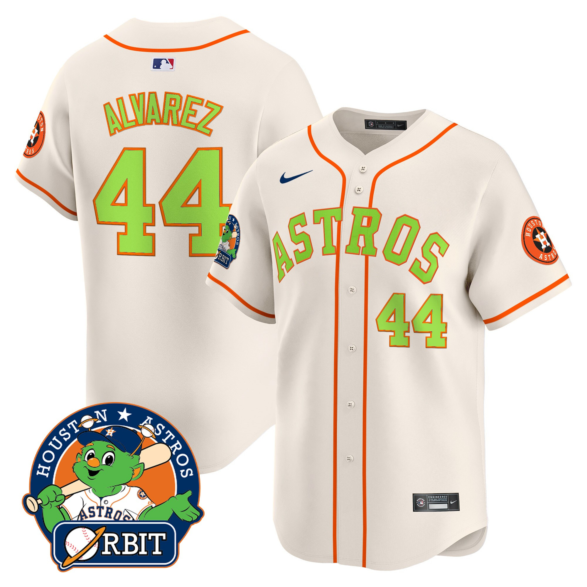 Yordan ÃƒÆ’Ã‚Âlvarez Men's Houston Astros Orbit Patch Vapor Premier Limited Cream Jersey V2 - All Stitched