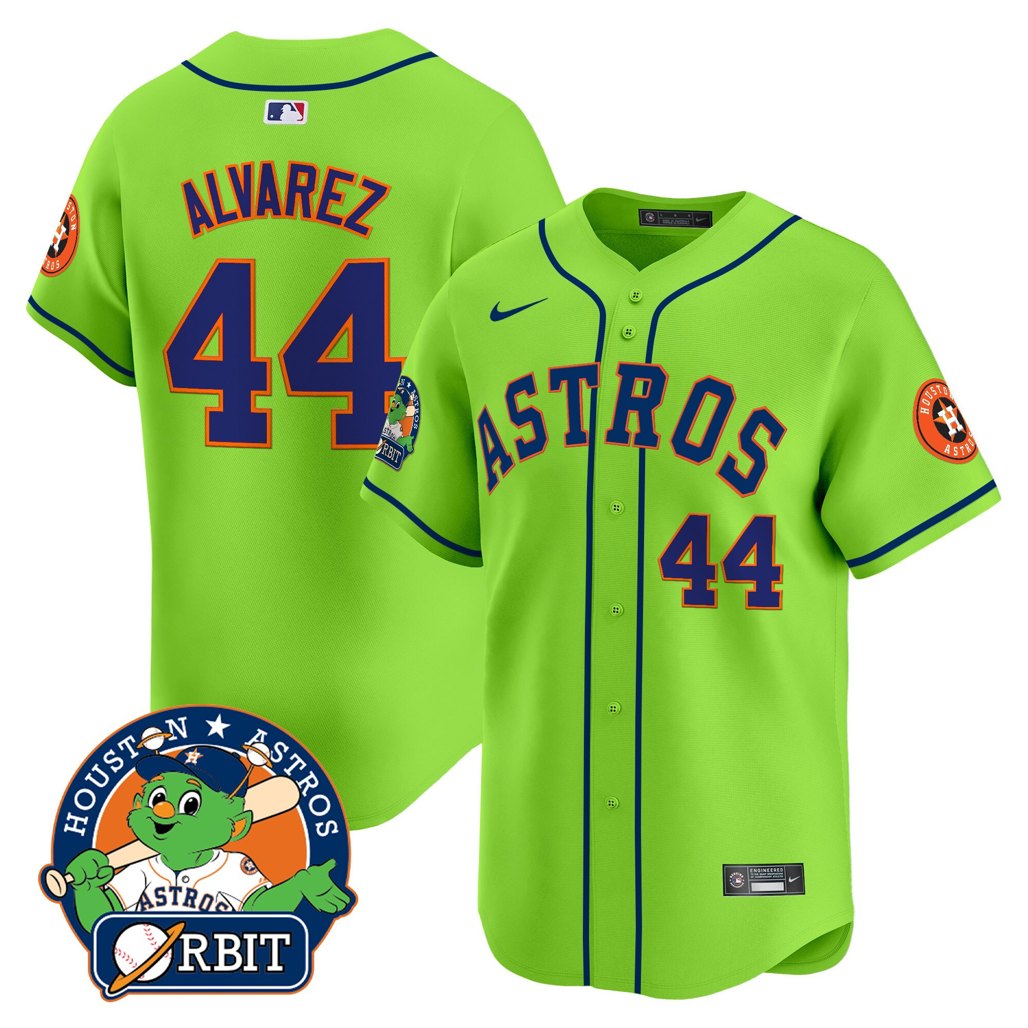 Yordan ÃƒÆ’Ã‚Âlvarez Men's Houston Astros Orbit Patch Vapor Premier Limited Green Jersey V2 - All Stitched