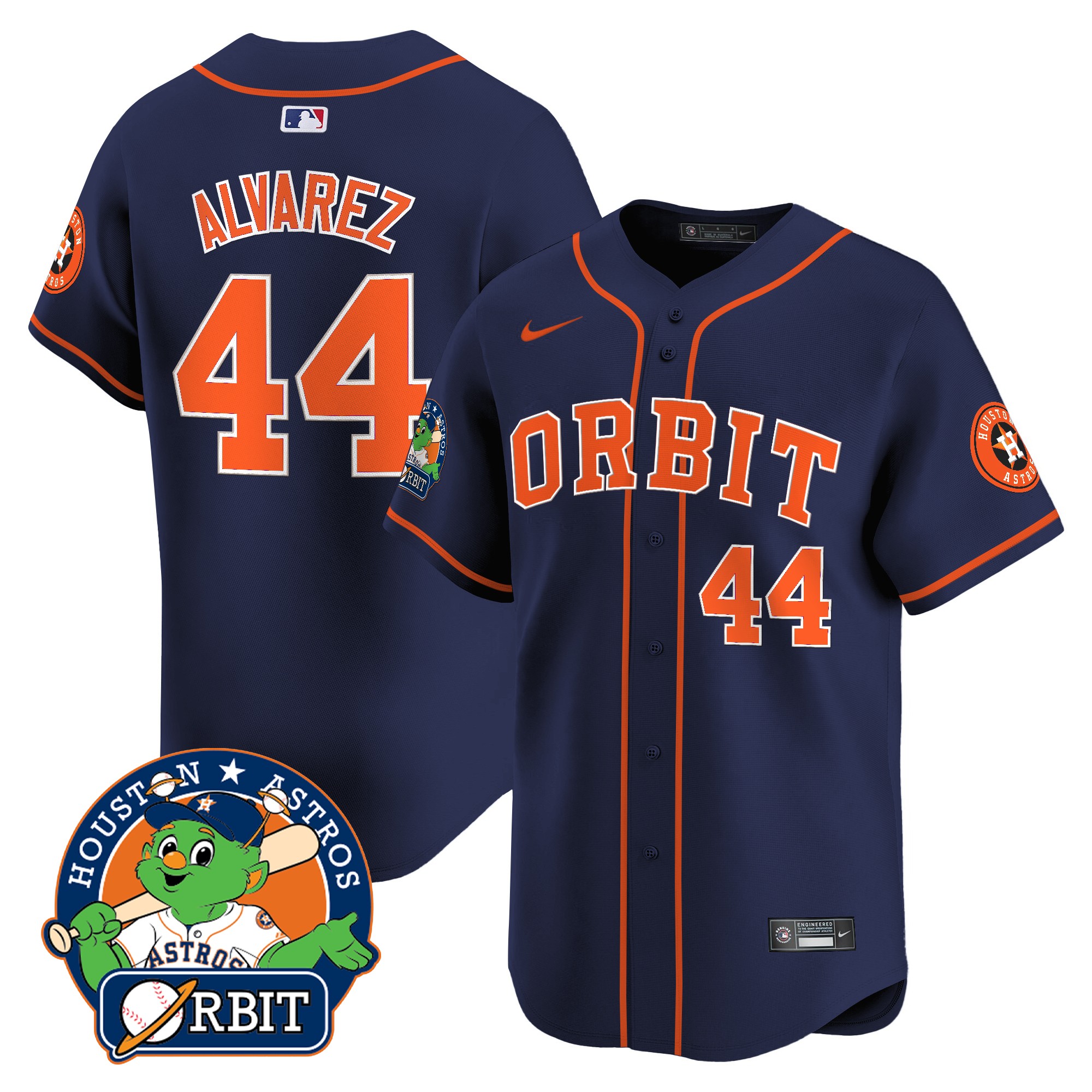 Yordan ÃƒÆ’Ã‚Âlvarez Men's Houston Astros Orbit Patch Vapor Premier Limited Navy Jersey - All Stitched