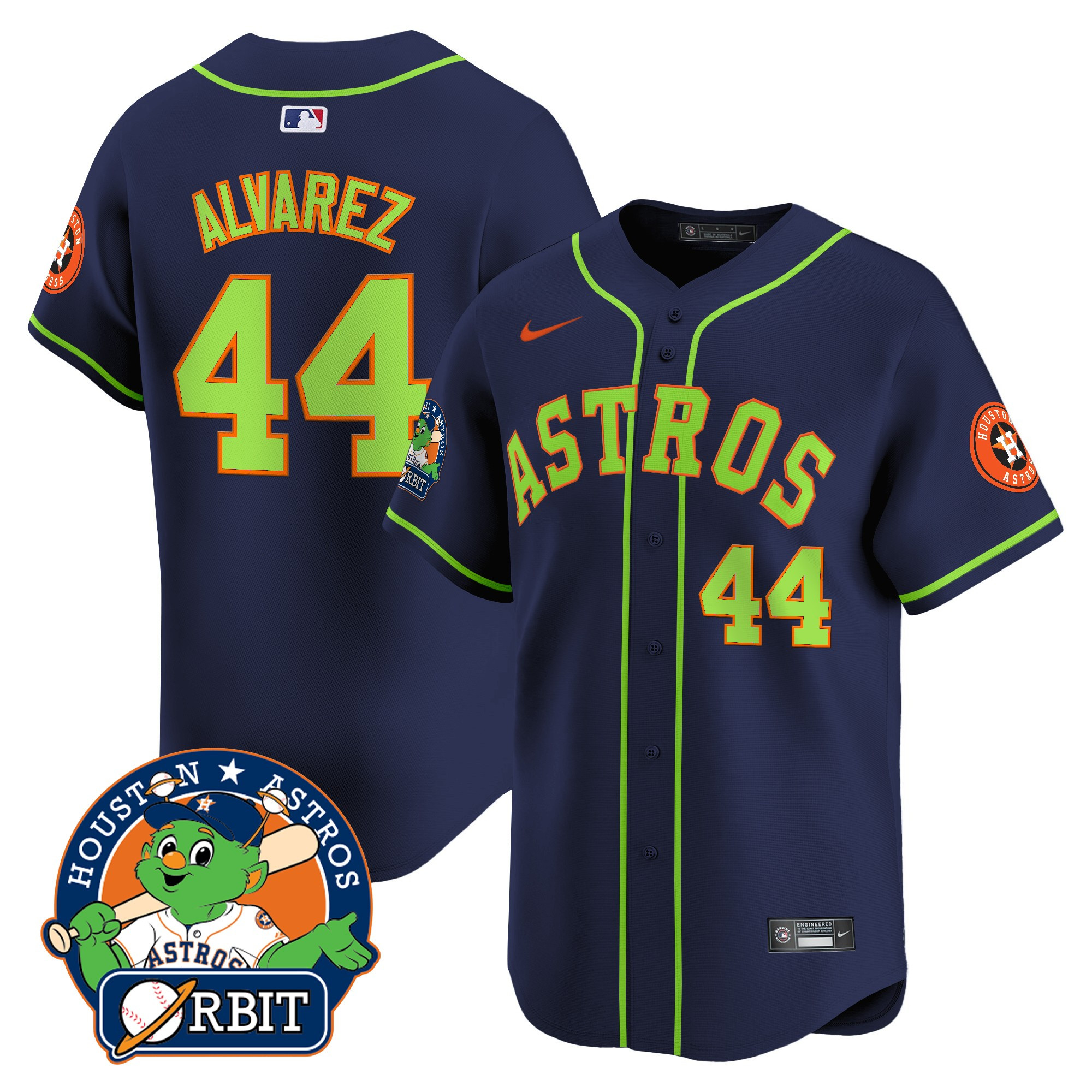Yordan ÃƒÆ’Ã‚Âlvarez Men's Houston Astros Orbit Patch Vapor Premier Limited Navy Jersey V2 - All Stitched
