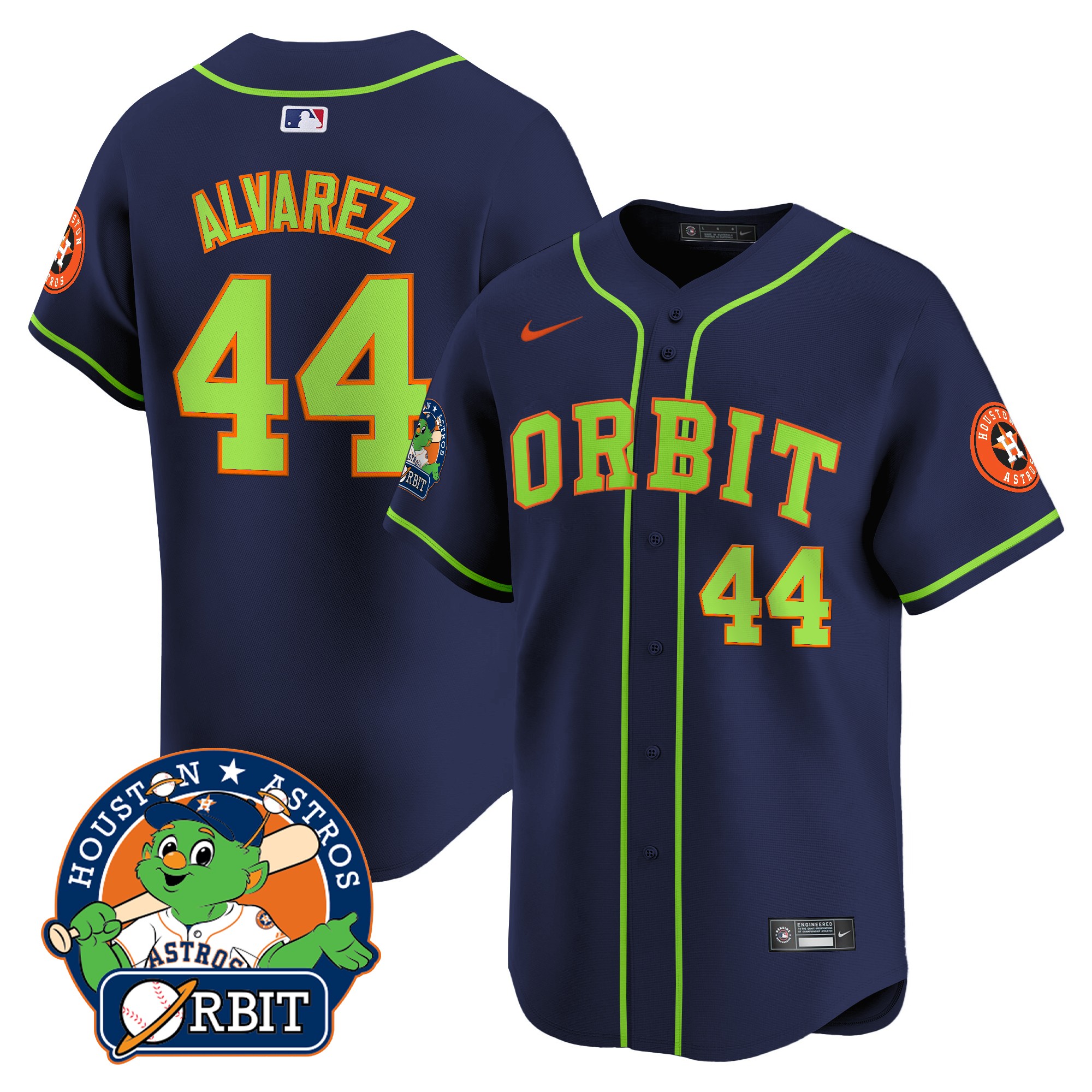 Yordan ÃƒÆ’Ã‚Âlvarez Men's Houston Astros Orbit Patch Vapor Premier Limited Navy Orbit Jersey - All Stitched