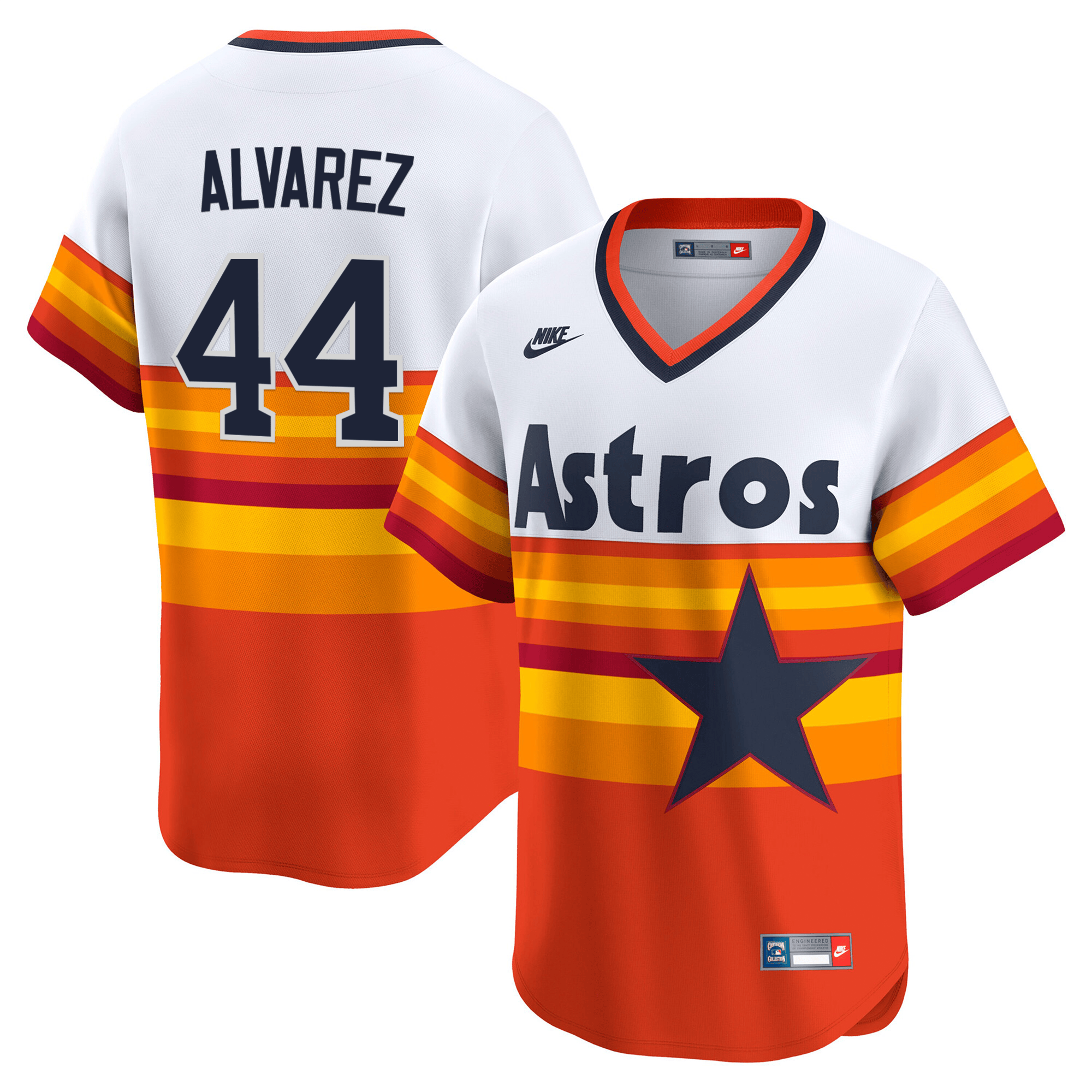 Yordan ÃƒÆ’Ã‚Âlvarez Men's Houston Astros Throwback Vapor Premier Limited Orange Rainbows Jersey - All Stitched