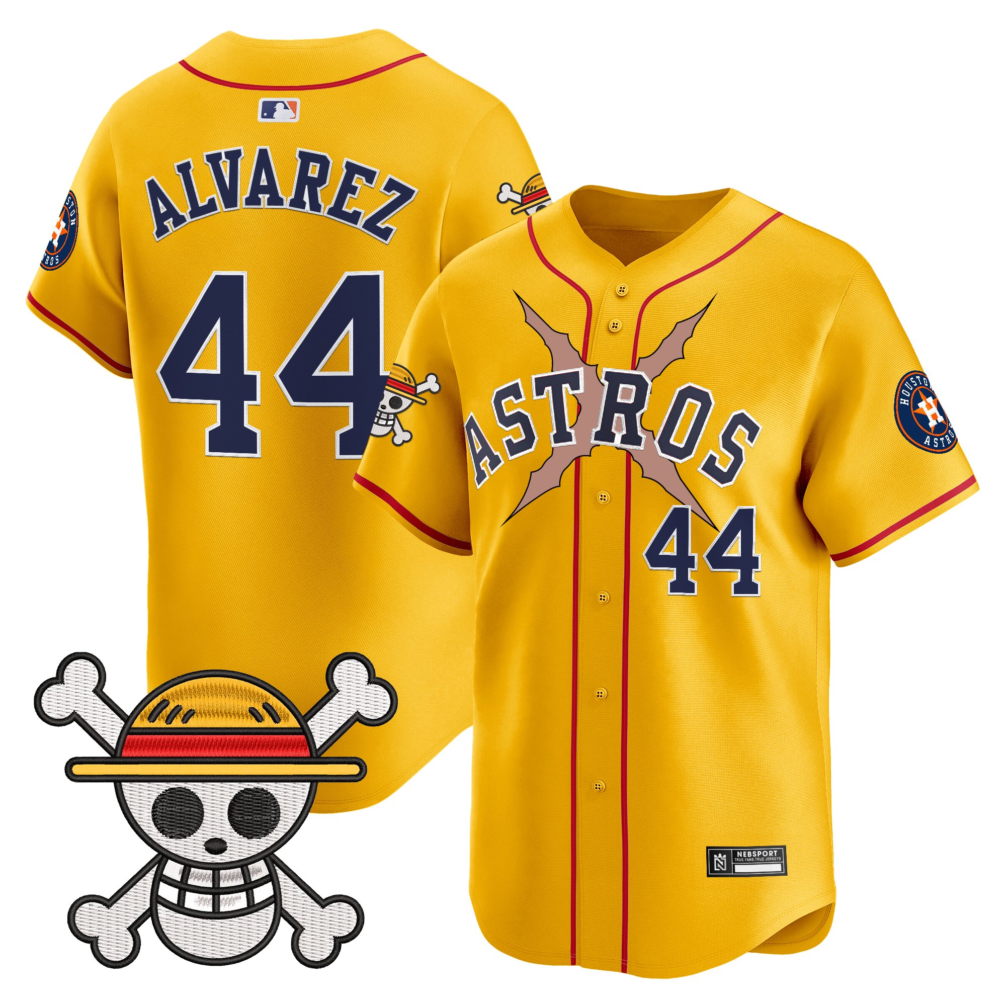 Yordan ÃƒÆ’Ã‚Âlvarez Men's Houston Astros x One Piece 2025 Vapor Premier Limited Gold Jersey - All Stitched
