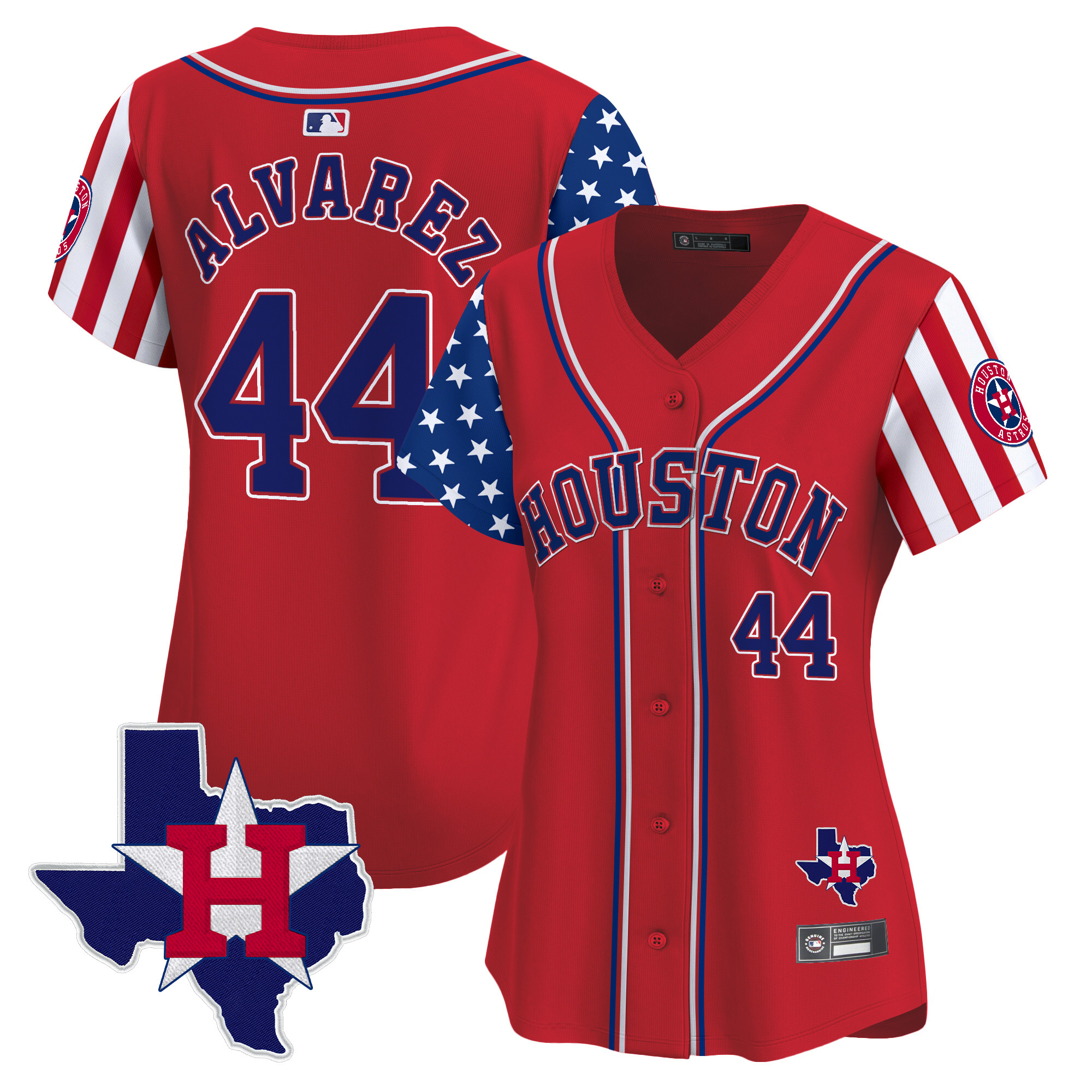 Yordan ÃƒÆ’Ã‚Âlvarez Women's Houston Astros 2025 Independence Day Vapor Premier Limited Red Jersey V2 - All Stitched