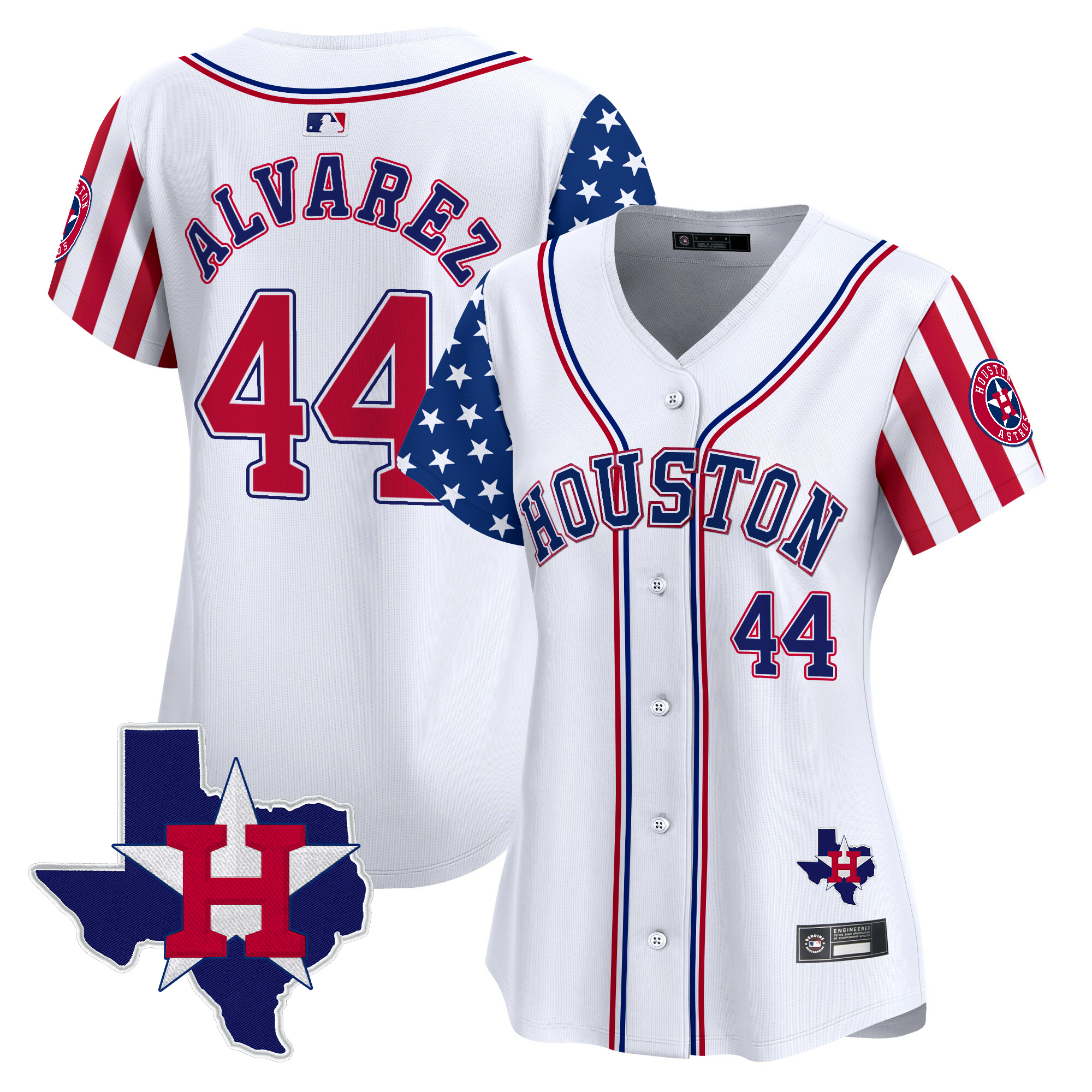 Yordan ÃƒÆ’Ã‚Âlvarez Women's Houston Astros 2025 Independence Day Vapor Premier Limited White Jersey V2 - All Stitched