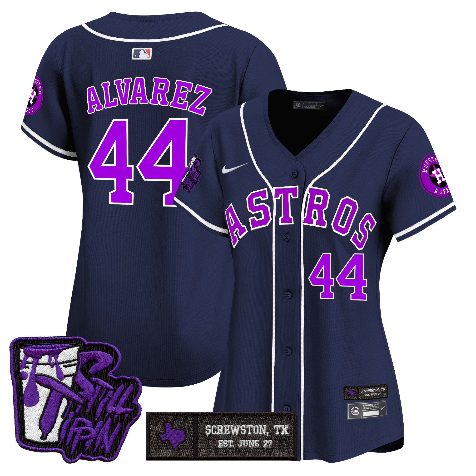 Yordan ÃƒÆ’Ã‚Âlvarez Women's Houston Astros DJ Screw Still Tippin Purple Patch Vapor Premier Limited Navy Jersey - Stitched