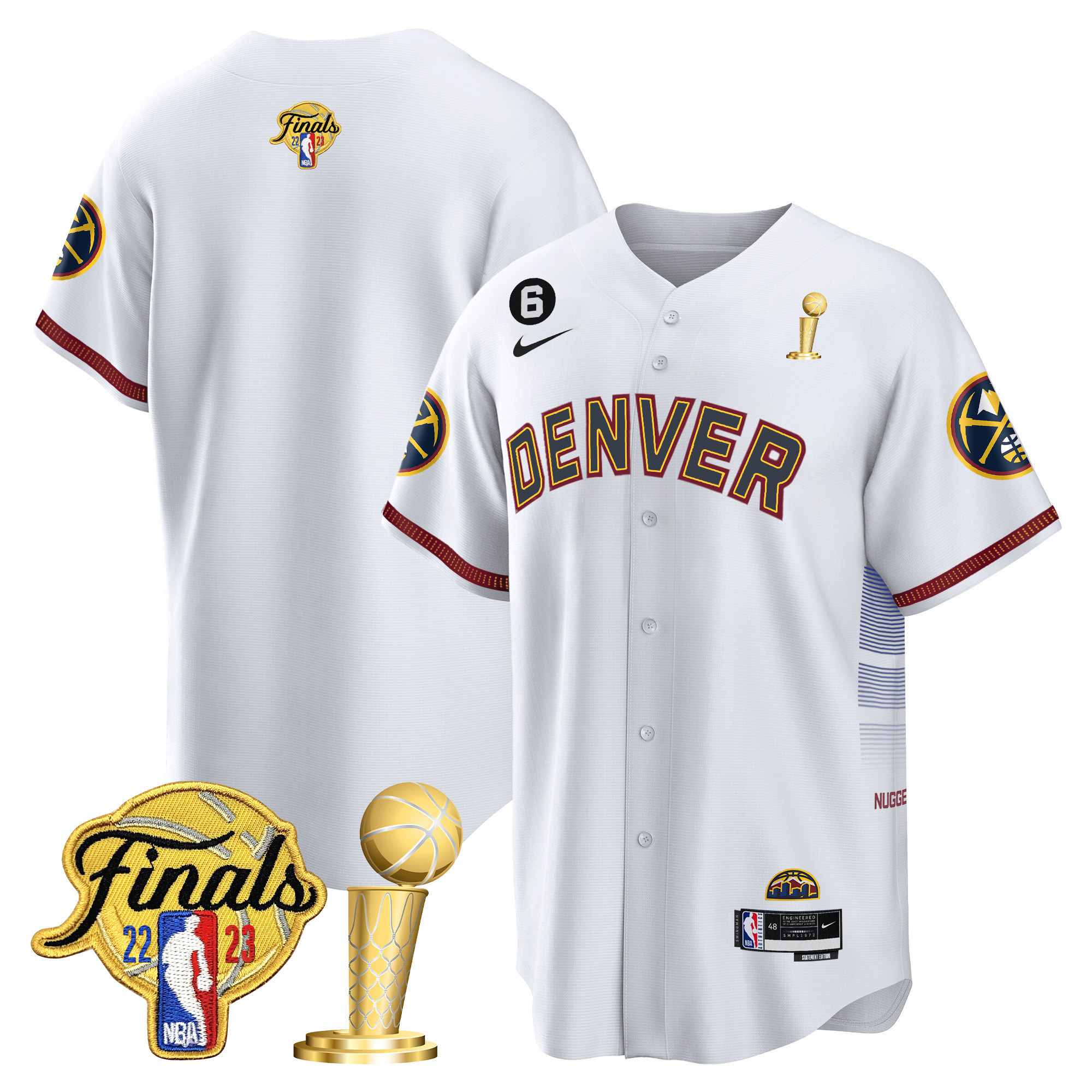 Youth's Denver Nuggets 2023 Finals & Champions Patch Cool Base City Jersey - All Stitched