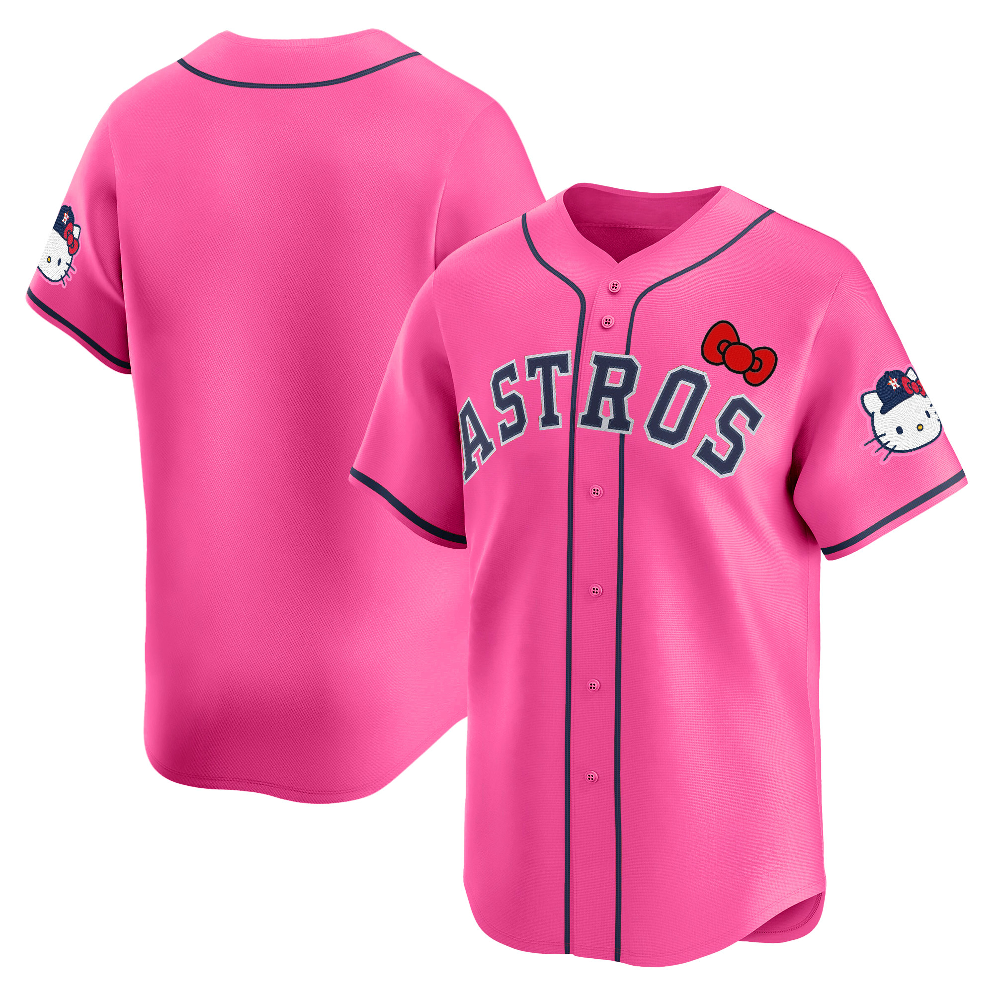 Youth's Houston Astros Hello Kitty Vapor Premier Limited Pink Jersey V2 - All Stitched