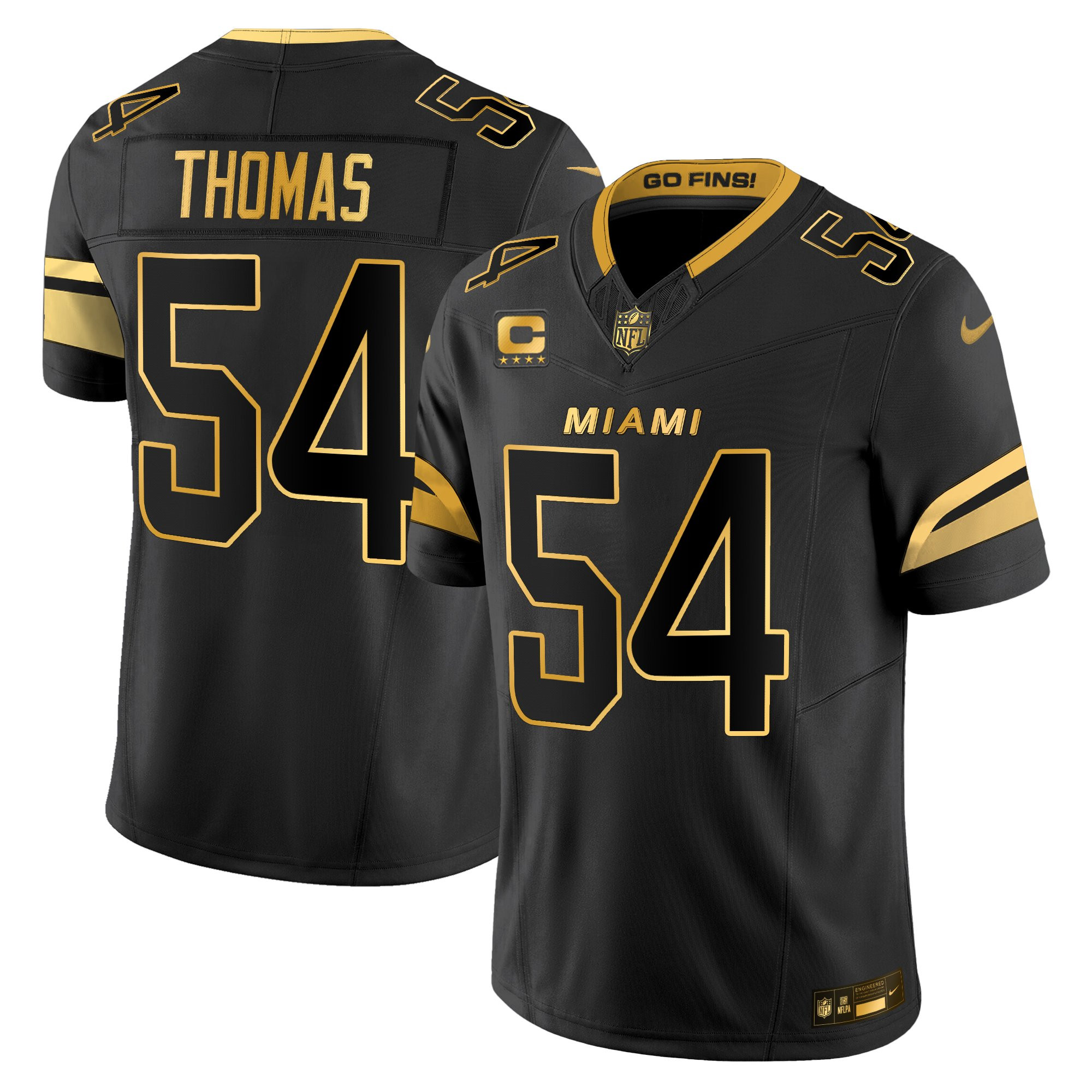 Zach Thomas Men's Miami Dolphins 2025 Rivalries Gold Vapor Limited Black Gold Jersey - All Stitched