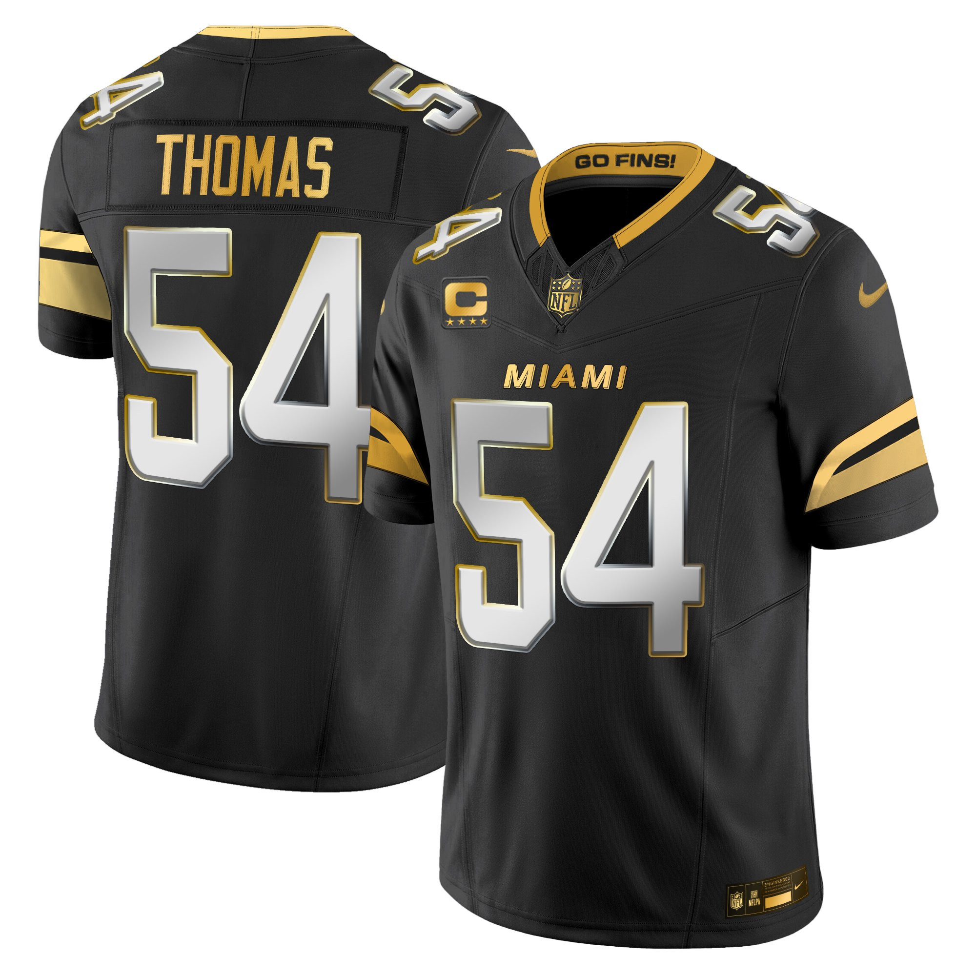 Zach Thomas Men's Miami Dolphins 2025 Rivalries Gold Vapor Limited Black Limited Jersey - All Stitched